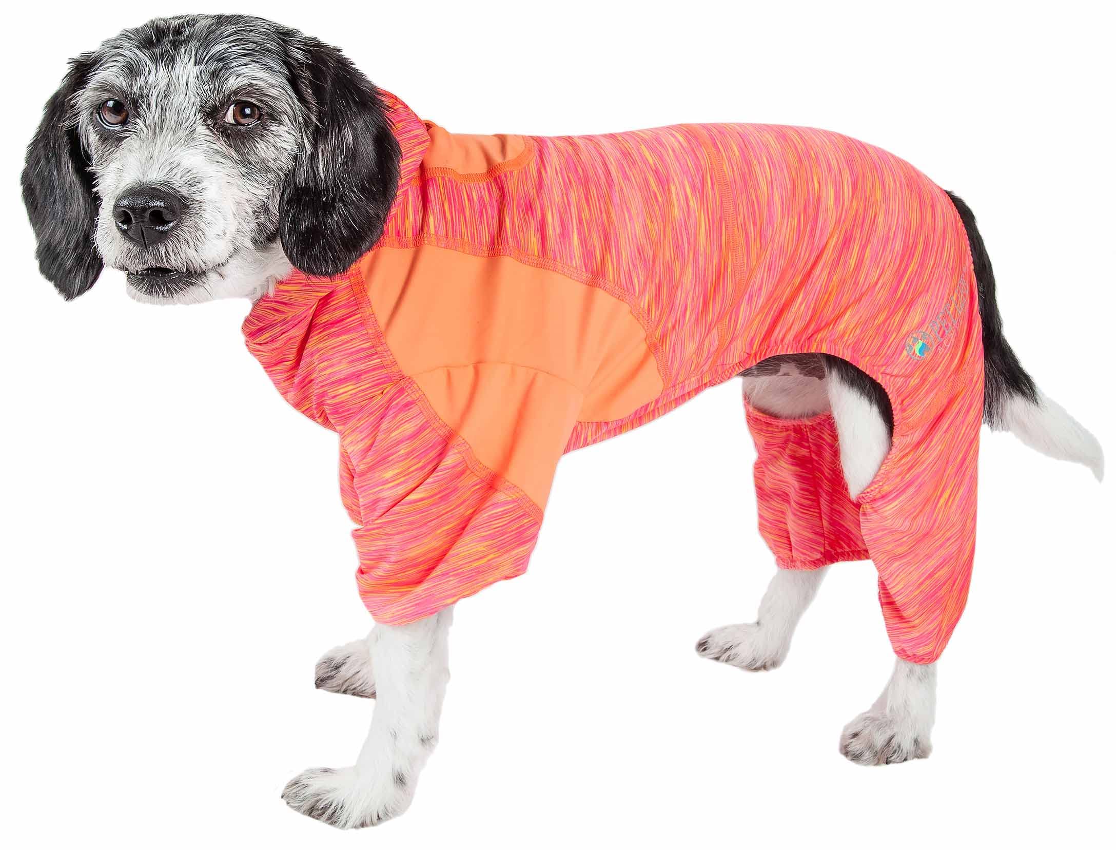 Pet Life ® Active Downward Dog Hoodie And Flexible Full Body Dog T-Shirt - Lightweight Dog Fitness Tracksuit And Yoga Dog Clothes Featuring 4-Way Stretch, Reflective And Quick-Dry Technology