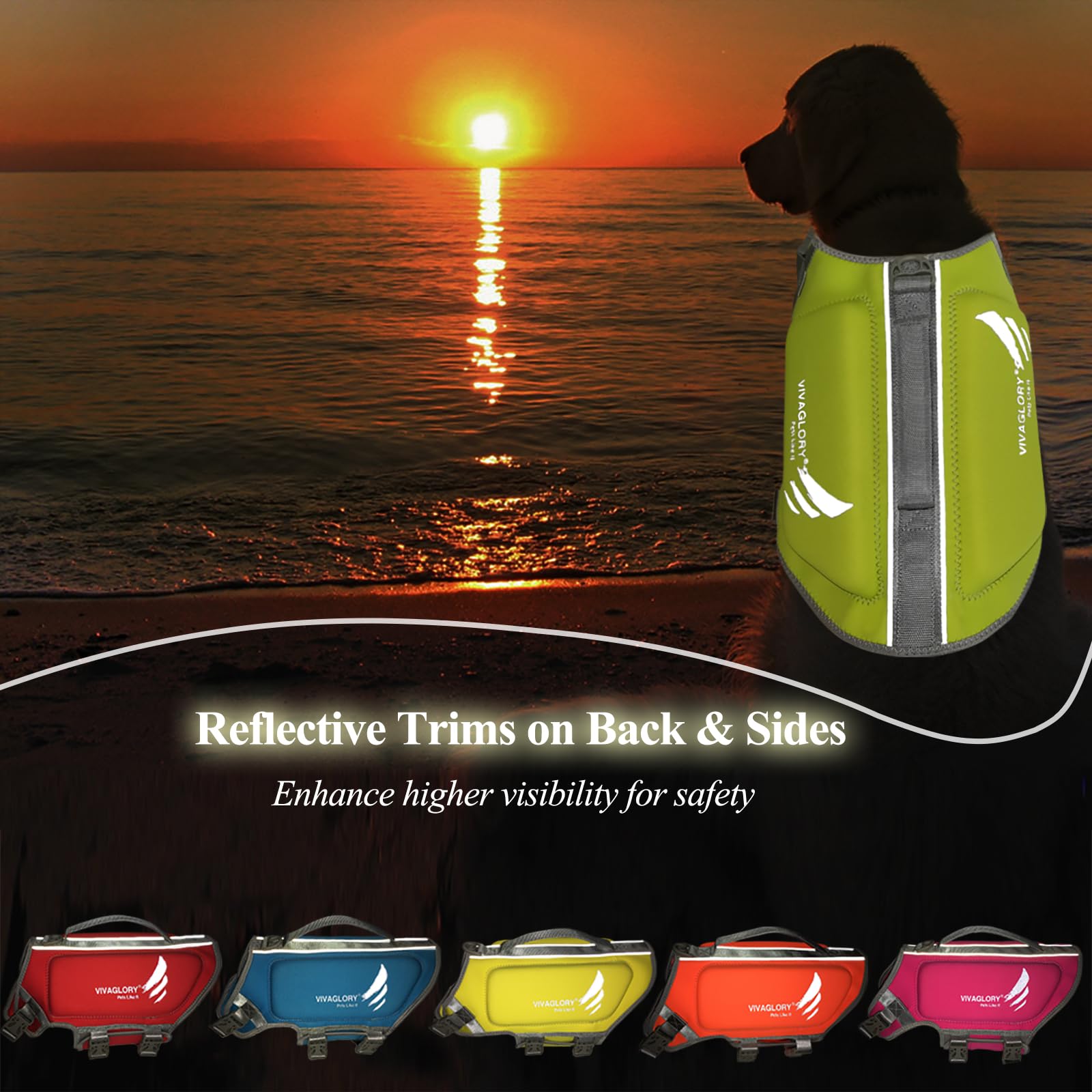 Vivaglory Lightweight Neoprene Dog Life Jackets, Skin-Friendly Pet Life Preserver Life Vest With D-Ring And Quick Release Buckle