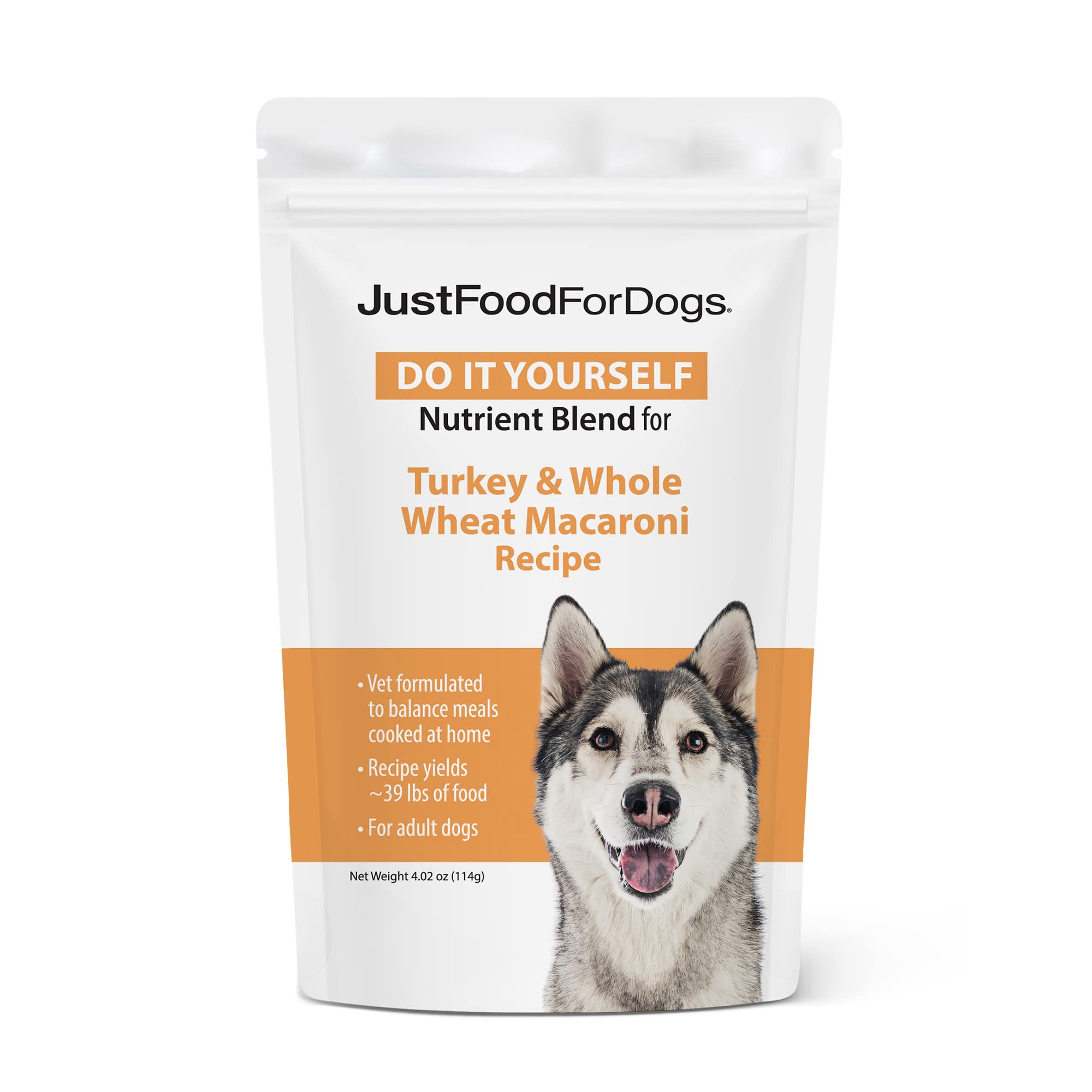 JustFoodForDogs DIY Turkey & Whole Wheat Macaroni Recipe, 4.02 oz, Nutrient Blend for Homemade Dog Food, Model 961026020