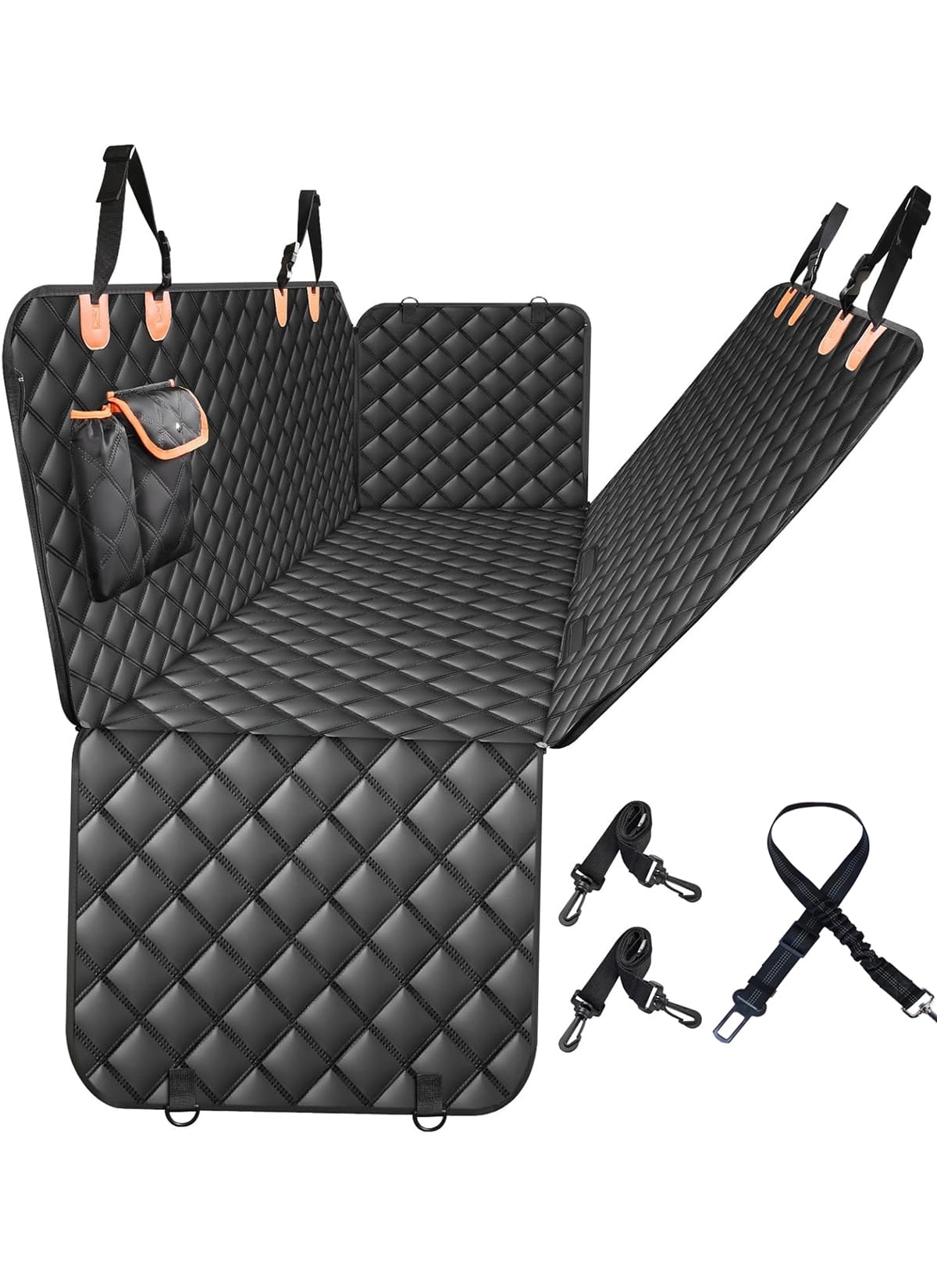 fidozen Dog Car Seat Cover for Back Seat - Waterproof Nonslip Hammock with Dog Seat Belt, Universal Fit Pet Seat Protector for C
