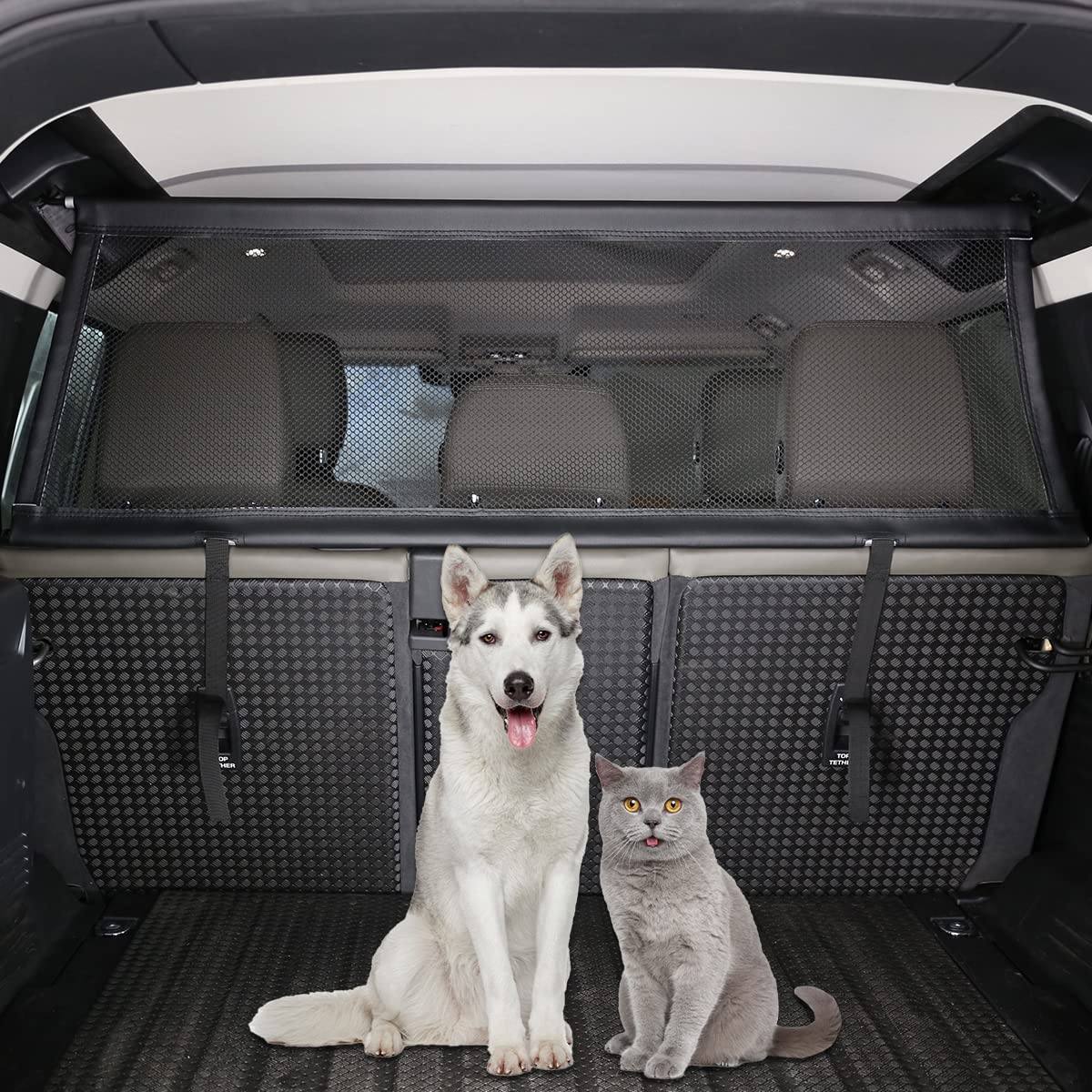 Cheya Pet Restraint Net Dog Fence Car Backseat Divider Vehicle Gate Cargo Area Travel Trunk Mesh Net Screen For Land Rover Defender 110 2020 2021 (Style C)