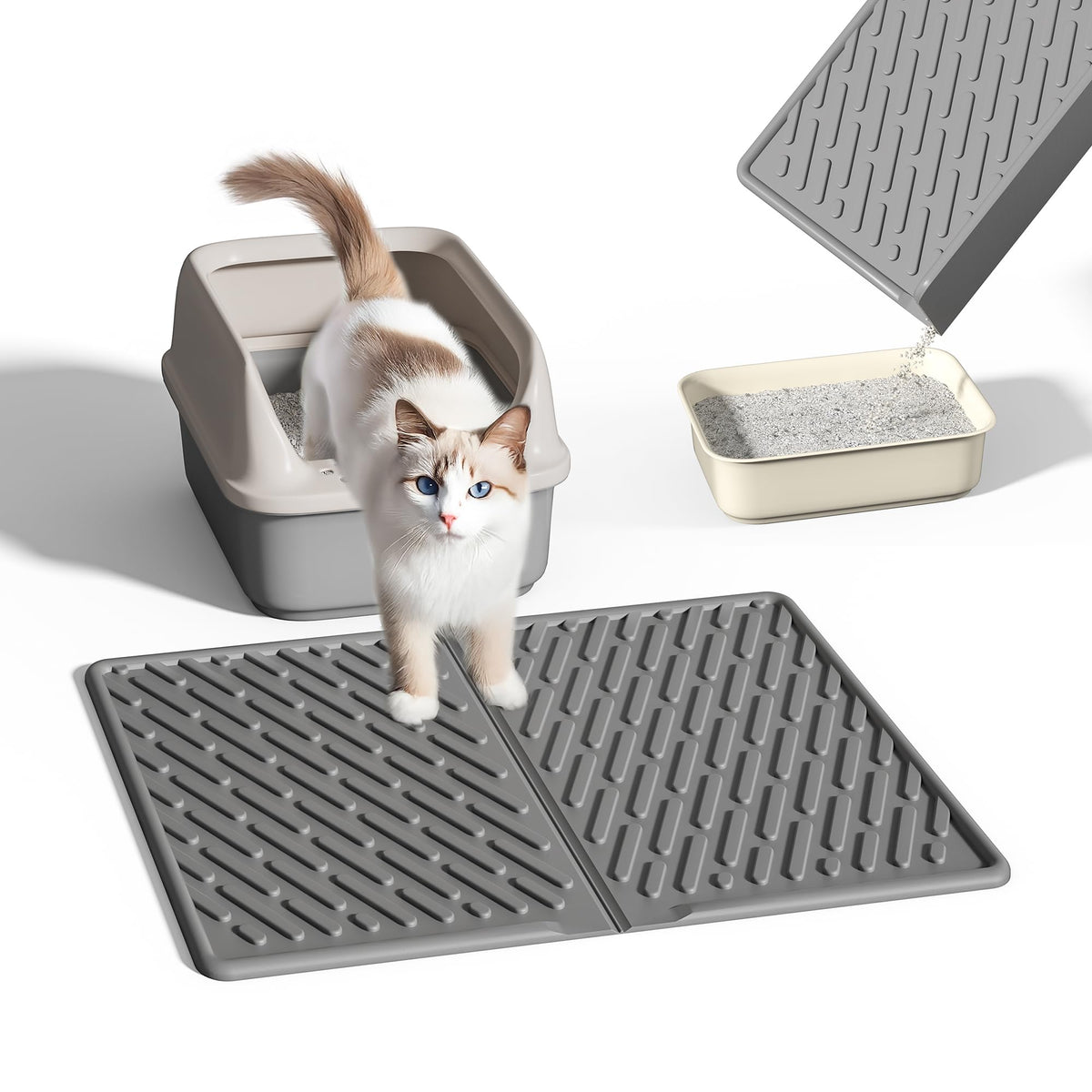 Pieviev Cat Litter Box Mat, 24''X 17'' Scratch Resistant Litter Trapping Mat, Easy Clean For Scatter Control, Soft On Kitty Paws
