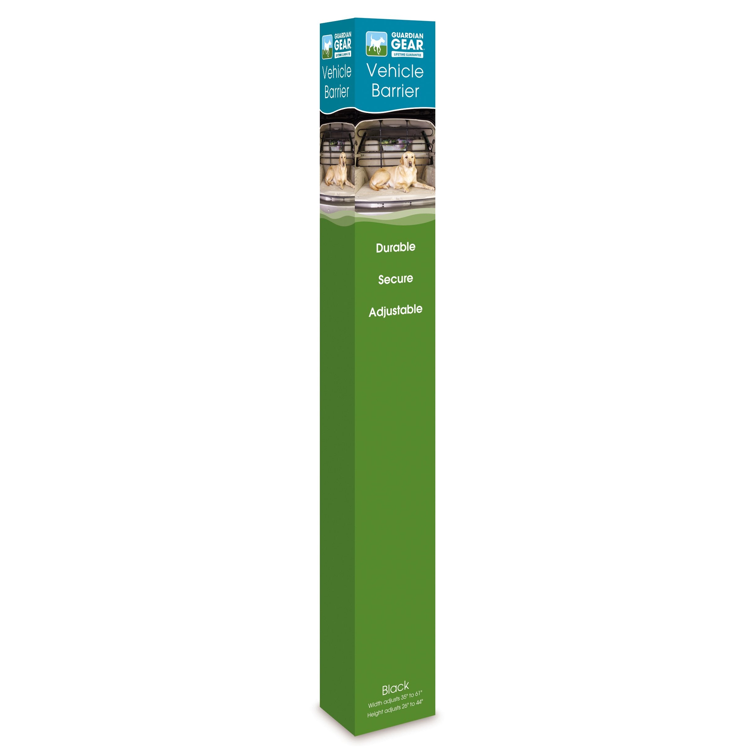 Guardian Gear Vehicle Pet Barrier, Strong, Sturdy, Pressure-Mounted, And Heavy-Duty Adjustable Steel Rubber - Black