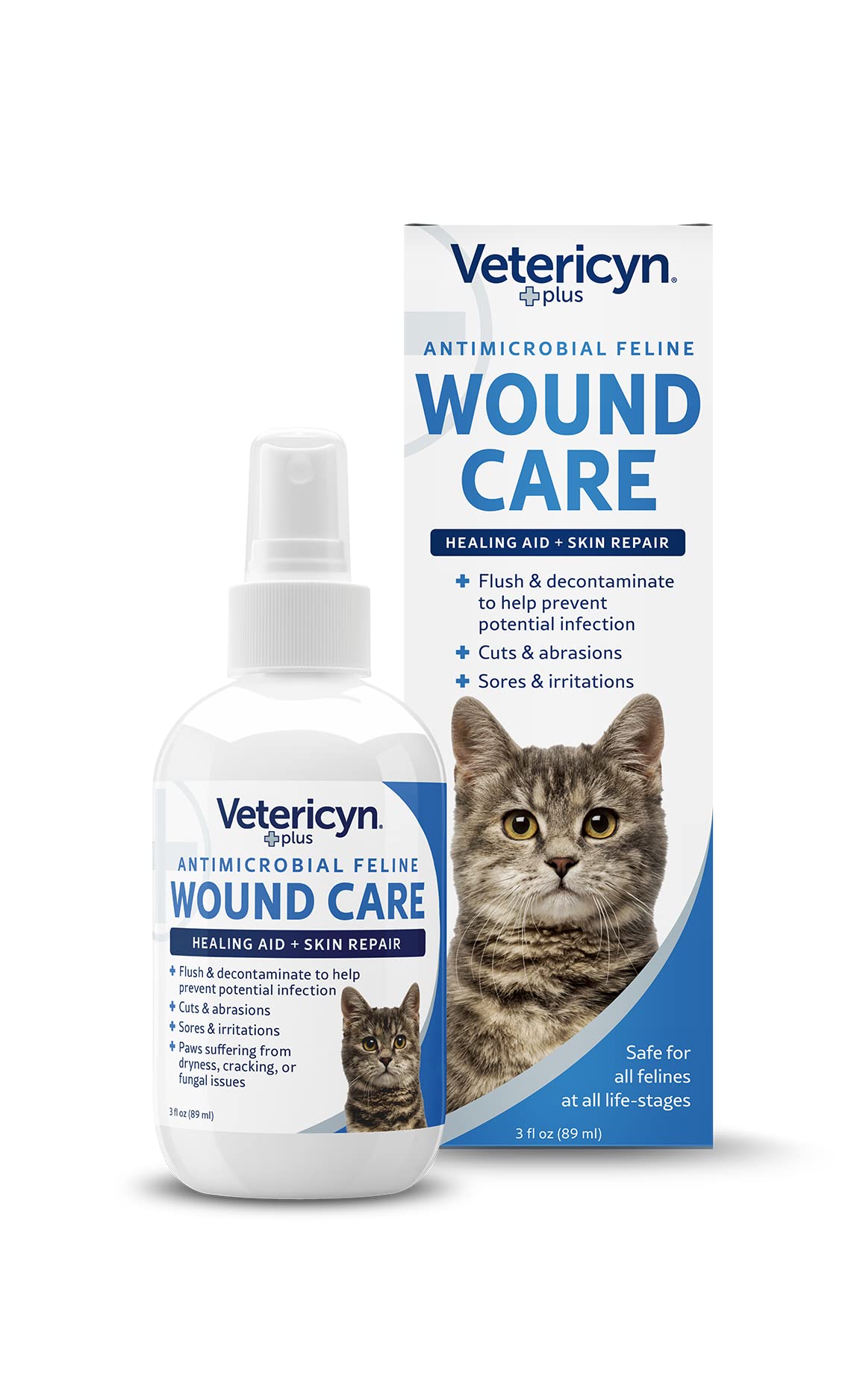 Vetericyn Plus Cat Wound Care Spray | Feline Healing Aid And Skin Repair For Wounds, Sores, And Abrasions, Provides Itch Relief 