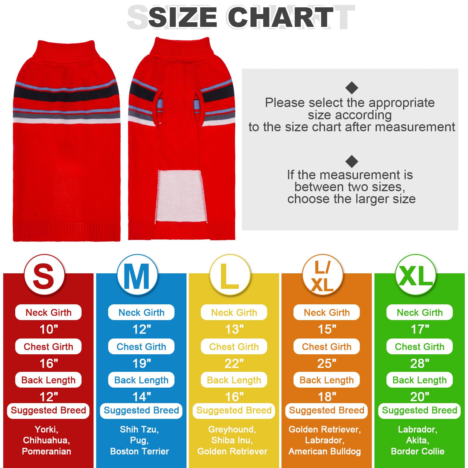 PAWCHIE Dog Sweater for Medium Size Dog Girls Boys, Warm Coat Turtleneck Thick Dog Clothes with Leash Hole, Stretchy Knitted Dog
