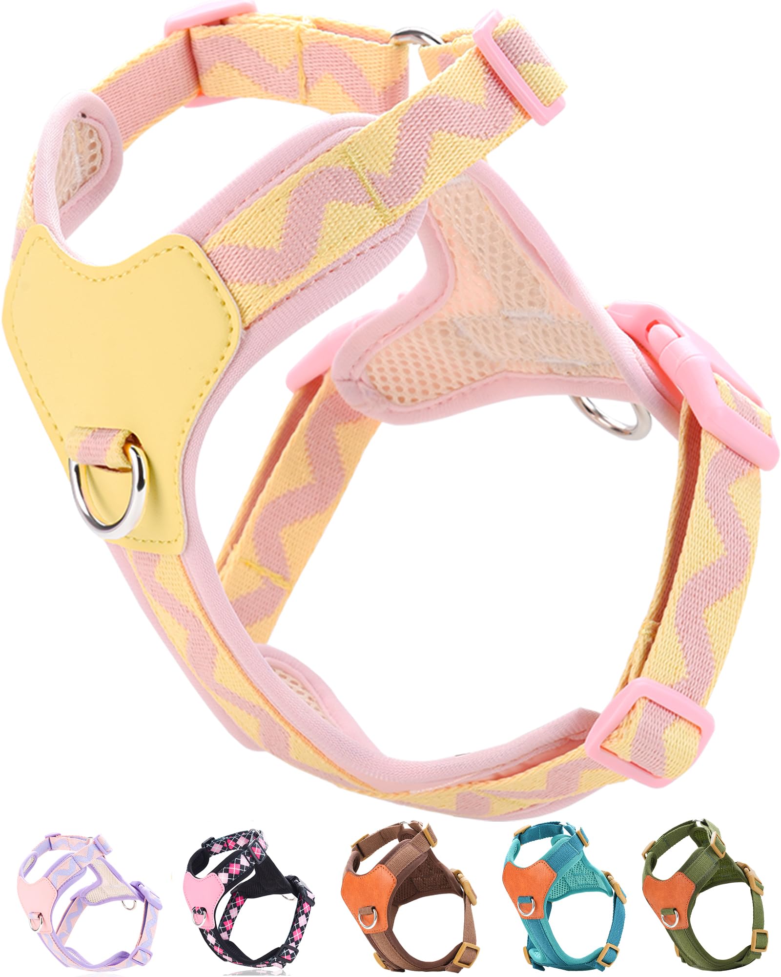 Pink Xs Dog Harness For Small Dogs, No Pull Dog Harness With 2 Leash Clips, Puppy Harness For Small Dogs, Dog Vest Harness, (Pin