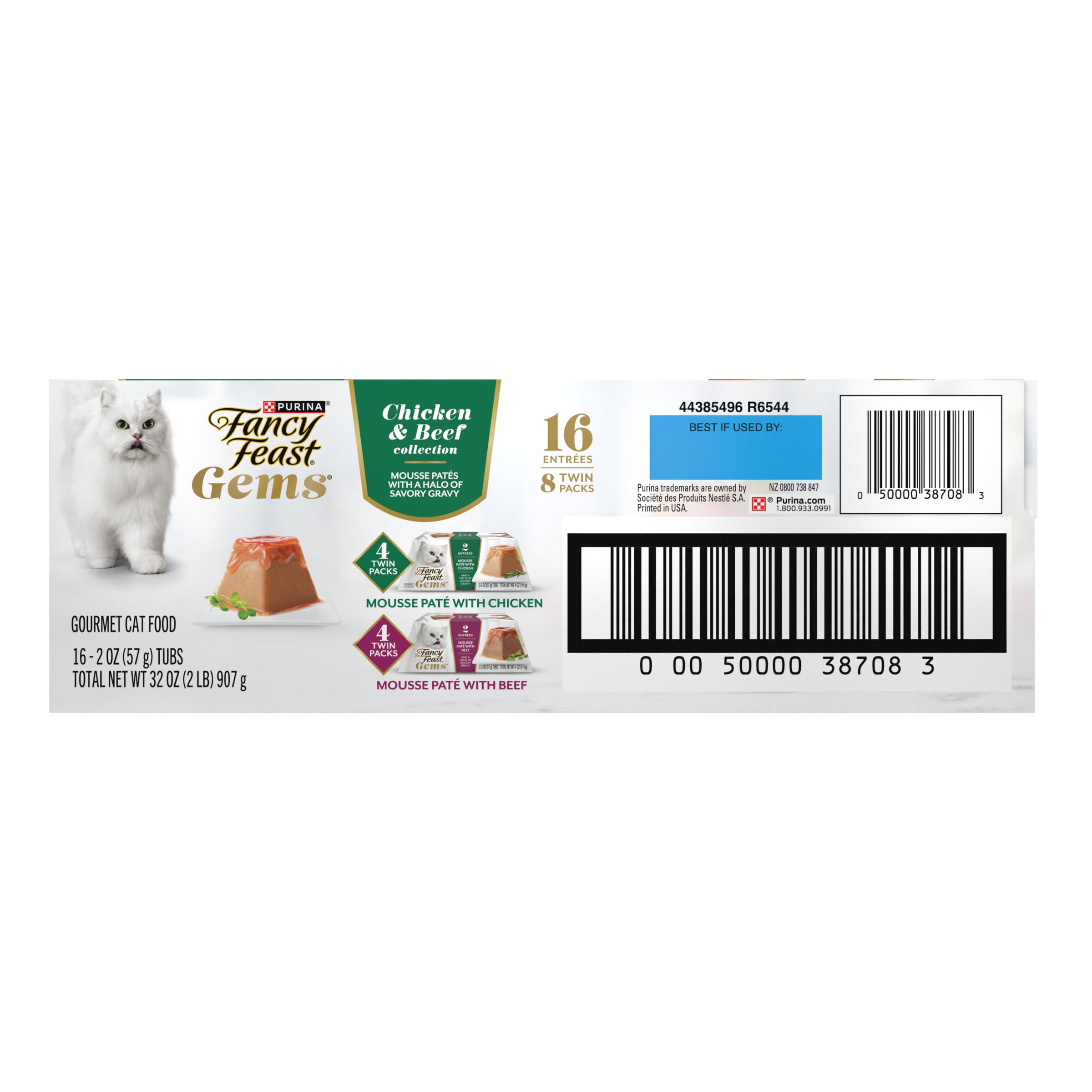 Fancy Feast Gems Pate Cat Food Mousse Chicken or Beef and a Halo of Savory Gravy Wet Cat Food Variety Pack - (1) 8 ct. Boxes - 8