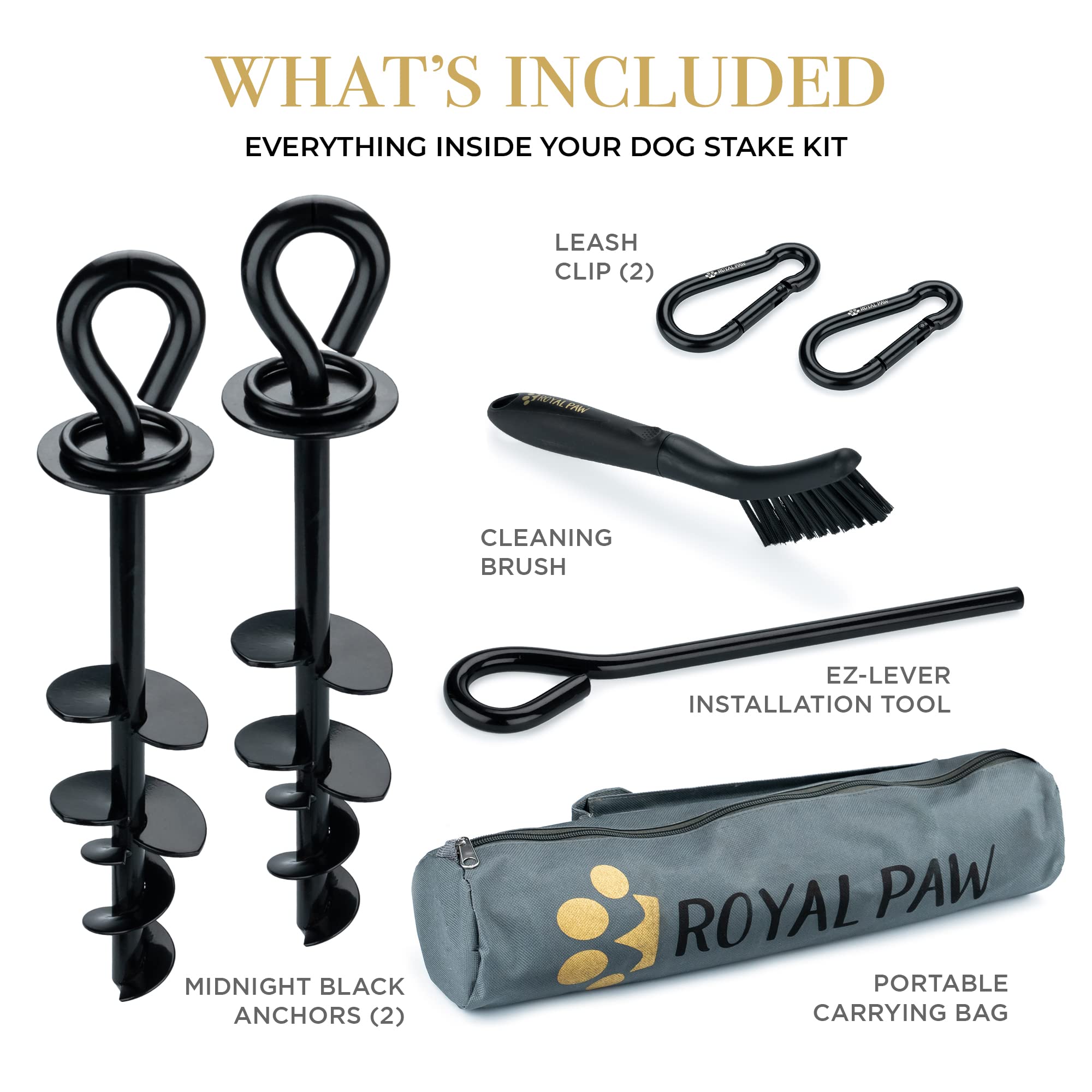 Royal-Paw Dog Tie Out Stake - For Large Dogs Up To 210 Lbs - Heavy Duty Dog Stake For Yard, Beach & Camping Outside - Best In Gr