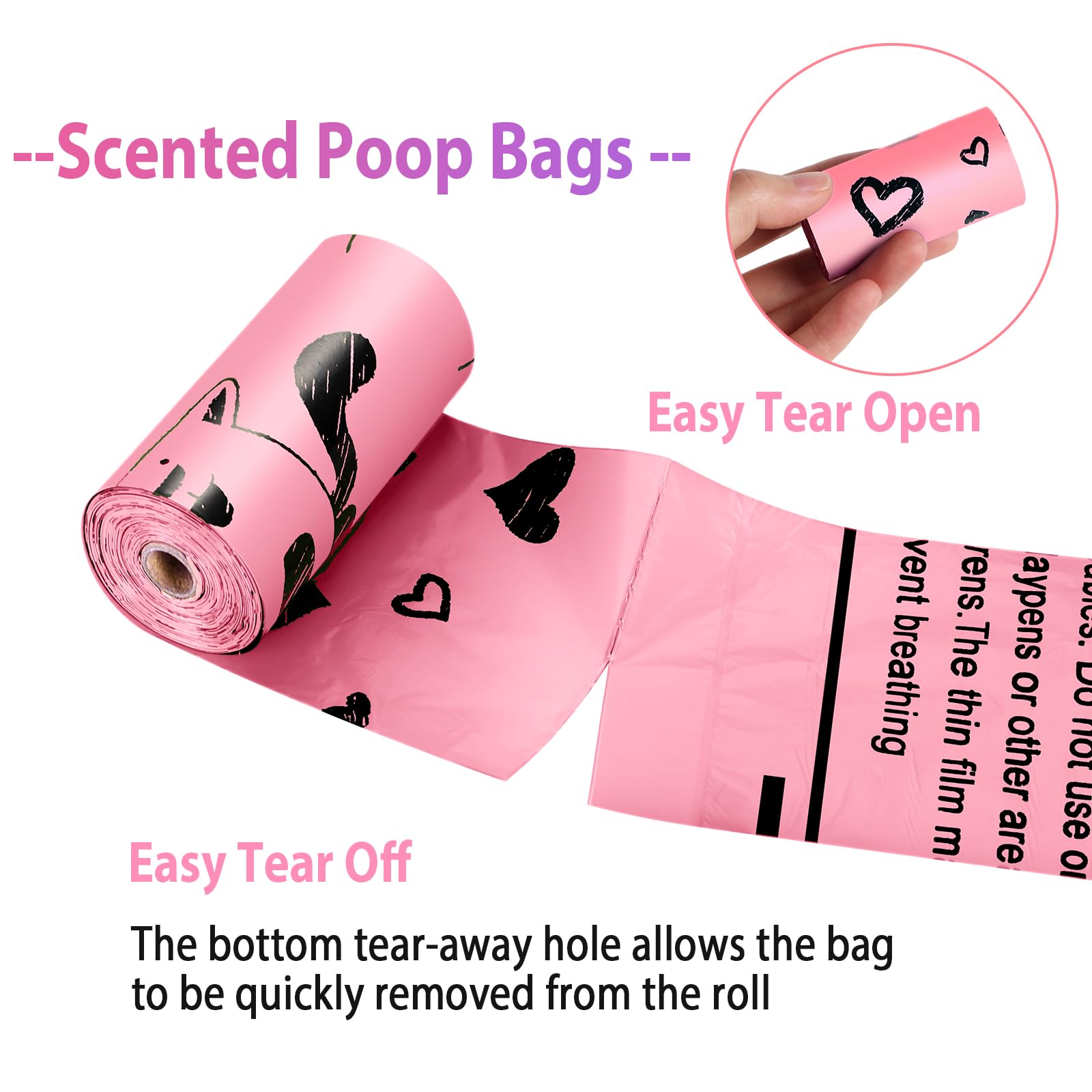 Dog Poop Bag Rolls Pink: 540 Count Dog Waste Bags with Dispenser, Extra Thick Strong Leak proof Poop Bags for Dogs Doggy | Unsce