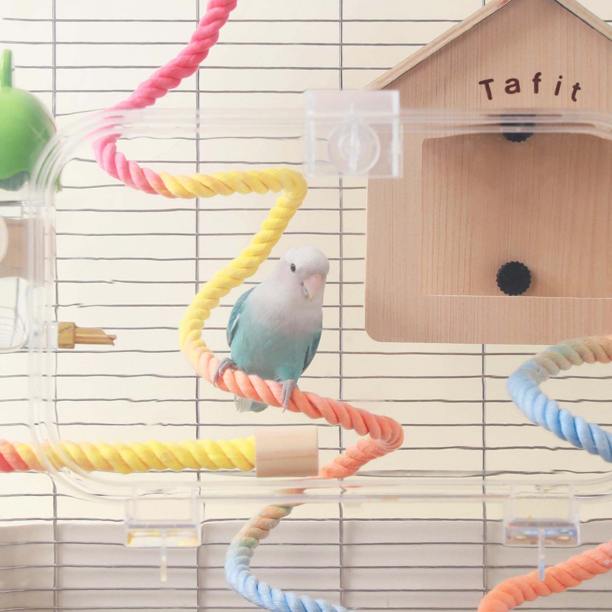 Tafit Multi-Color Rope Bird Perch Toys for Parrot Cage Stand, Climbing Swing Accessories for Cockatiel, Parakeets, Budgies, Love