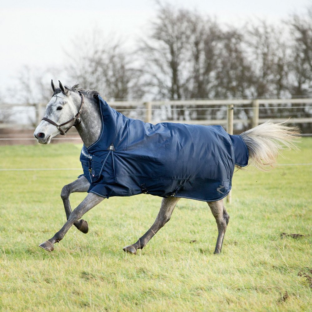 Horze Avalanche 1200D Ripstop High Neck Heavy Weight Waterproof Horse Turnout Blanket (300G Fill) - Peacoat Dark Blue - 84 In