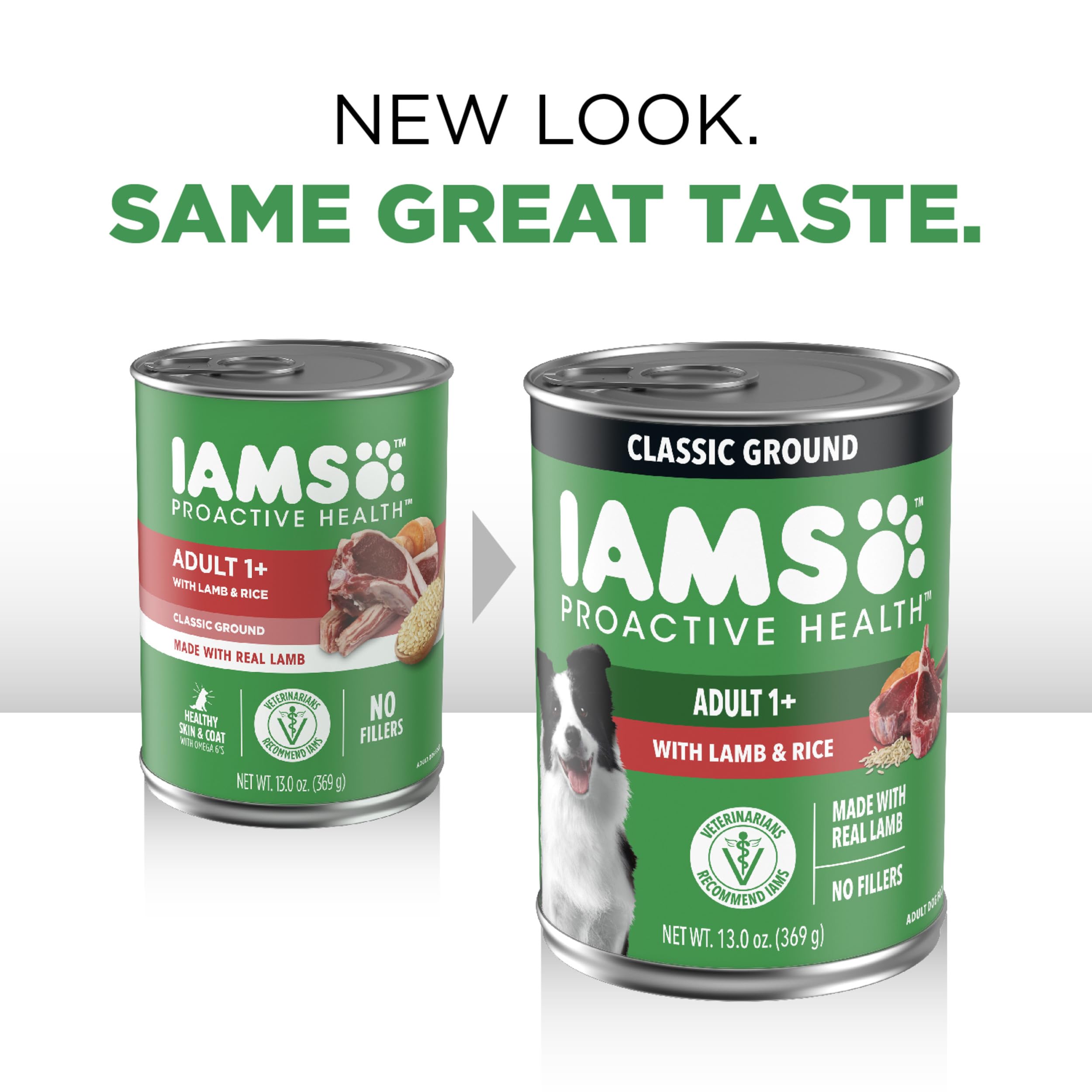 IAMS Proactive Health Adult Wet Dog Food Classic Ground with Lamb and Rice, 13 oz. Cans, Pack of 6