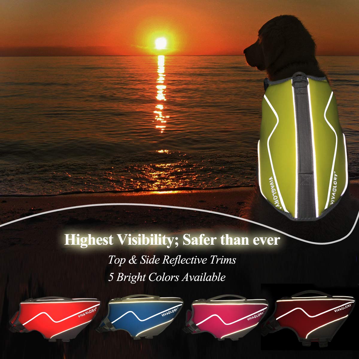 Vivaglory Neoprene Dog Life Jacket Puppy Life Jacket For Boating Hunting & Swimming, Lightweight With Leash Ring, Xs, Yellow