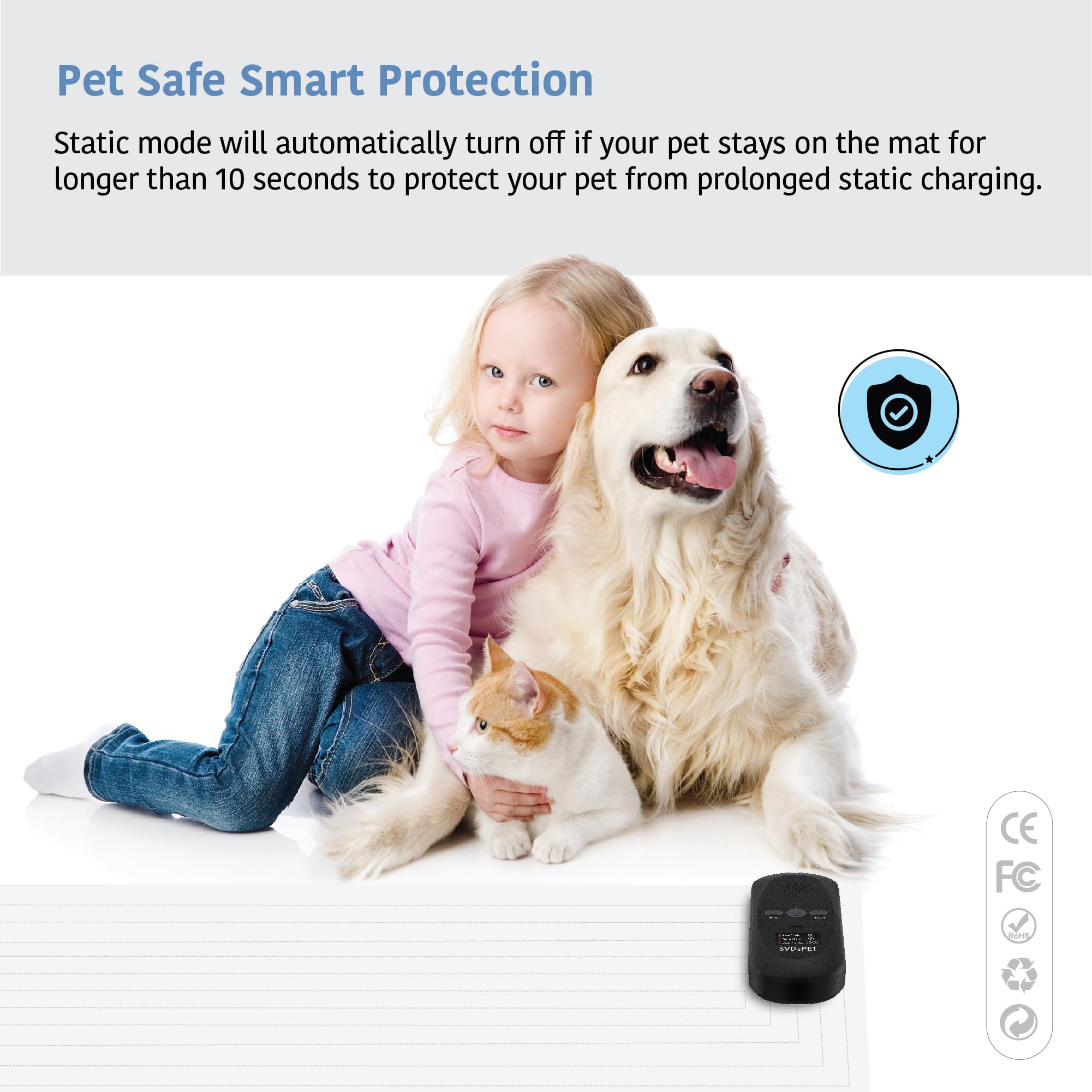 SVD.PET Pet Training Mat with Tester, 22 X 16, Pet Shock Pad, Dogs & Cats Electronic Repellent mat for Indoor, 3 Training Modes,
