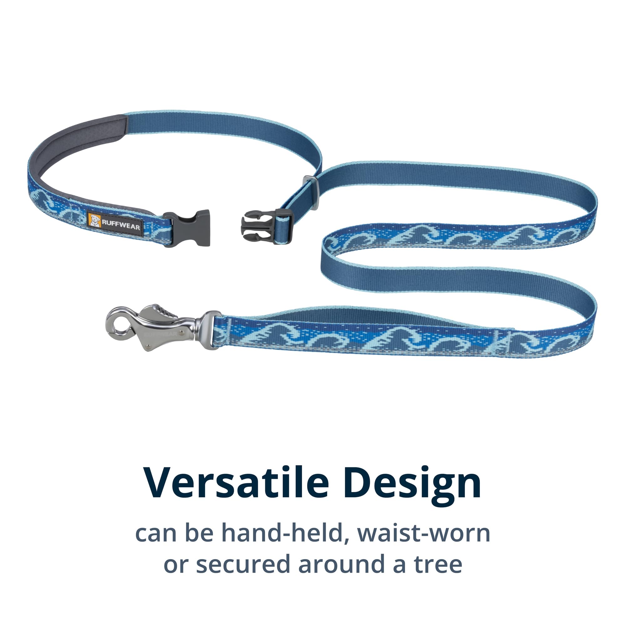 Ruffwear, Crag Dog Leash, Hand-Held Or Waist-Worn Reflective With Traffic Handle, Midnight Wave
