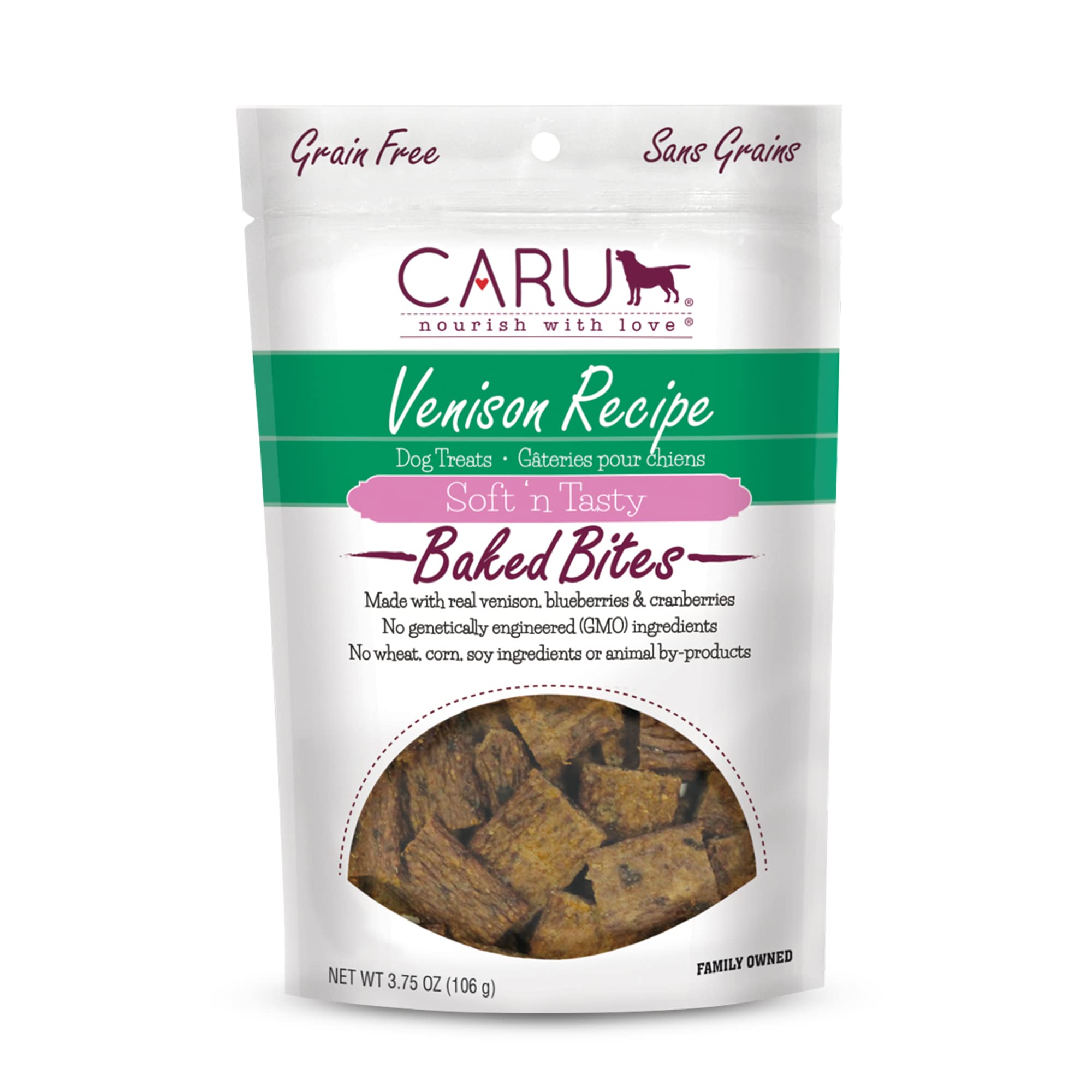 CARU - Soft n Tasty Baked Bites - Venison Bites Dog Treats - Flavorful Training Treats - 3.75 oz