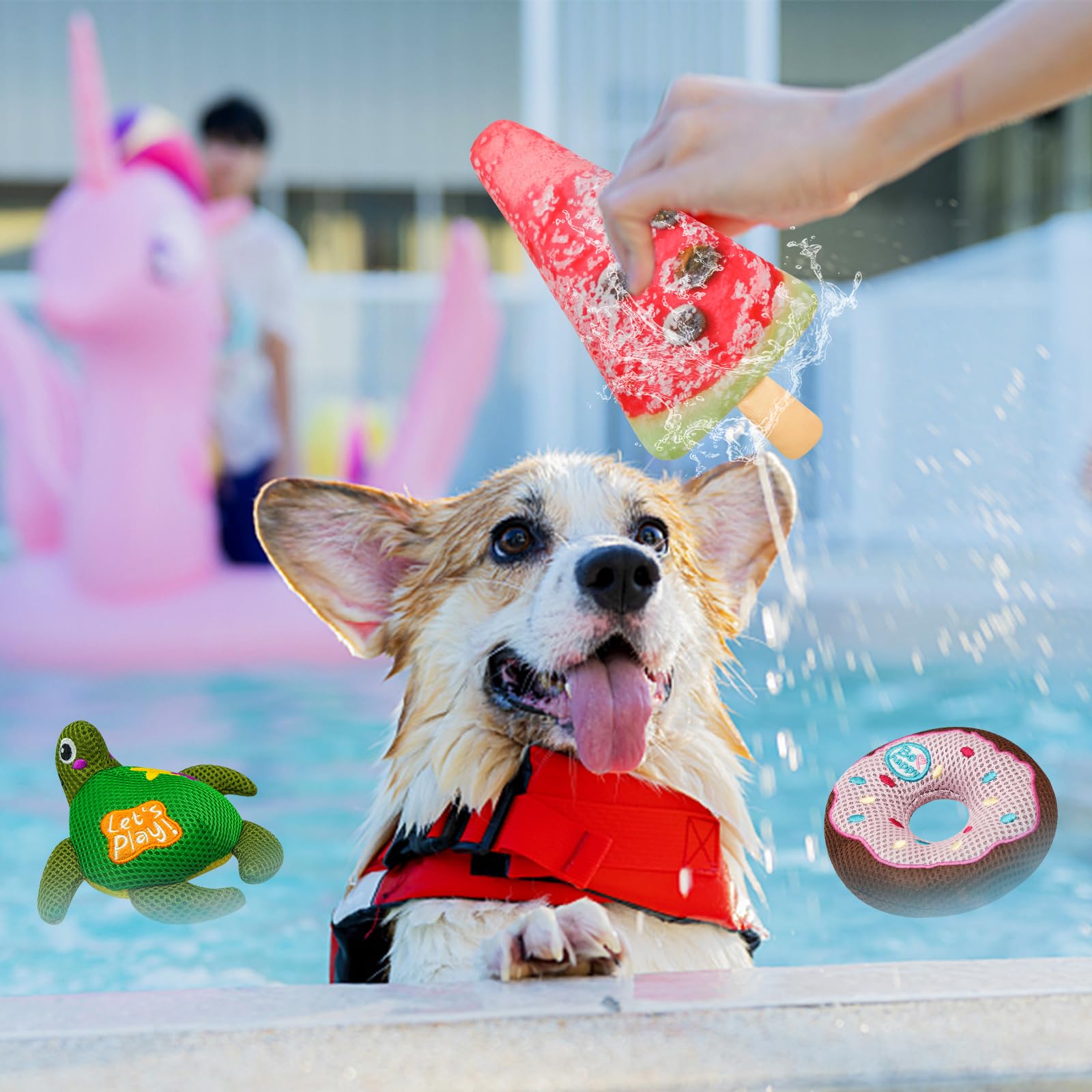 Lepawit Crinkle Dog Toys, Floating Dog Toys With Mesh For Cleaning Teeth, Watermelon Dog Gifts For Small And Medium Dogs