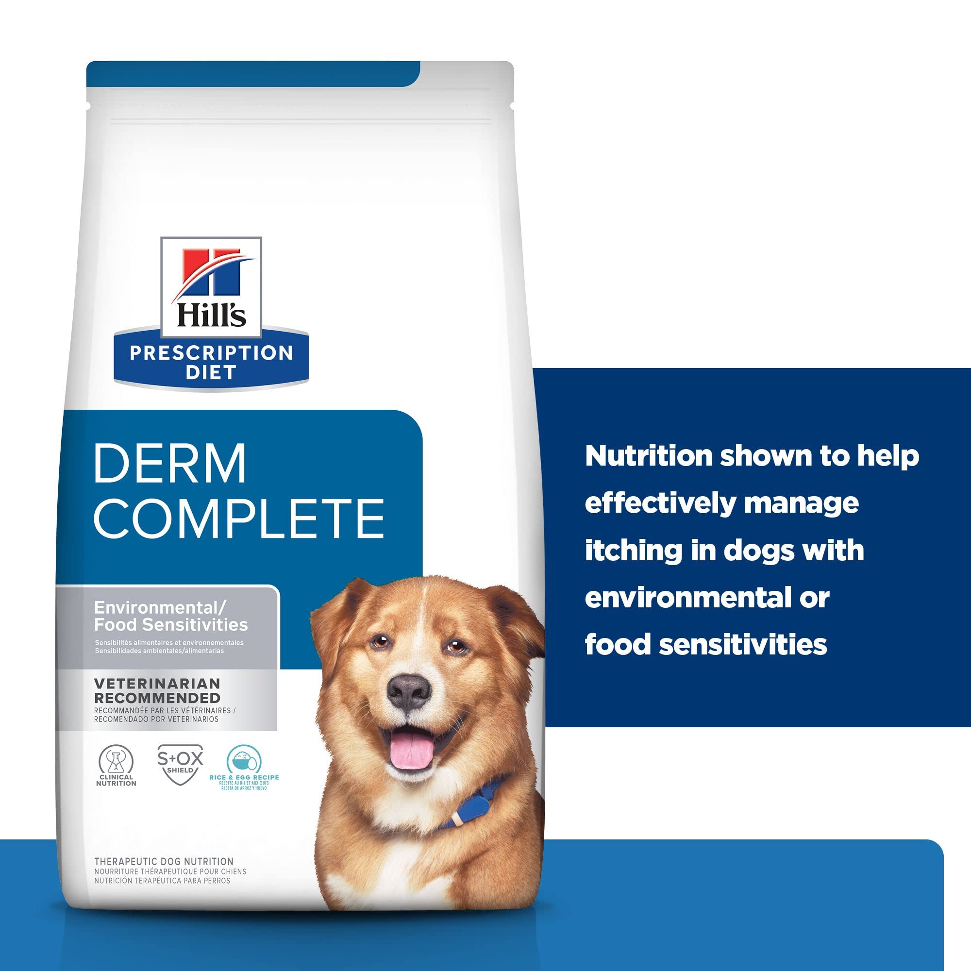 Hills Prescription Diet Derm Complete Skin & Food Sensitivities Dry Dog Food, Veterinary Diet, 14.3 lb. Bag