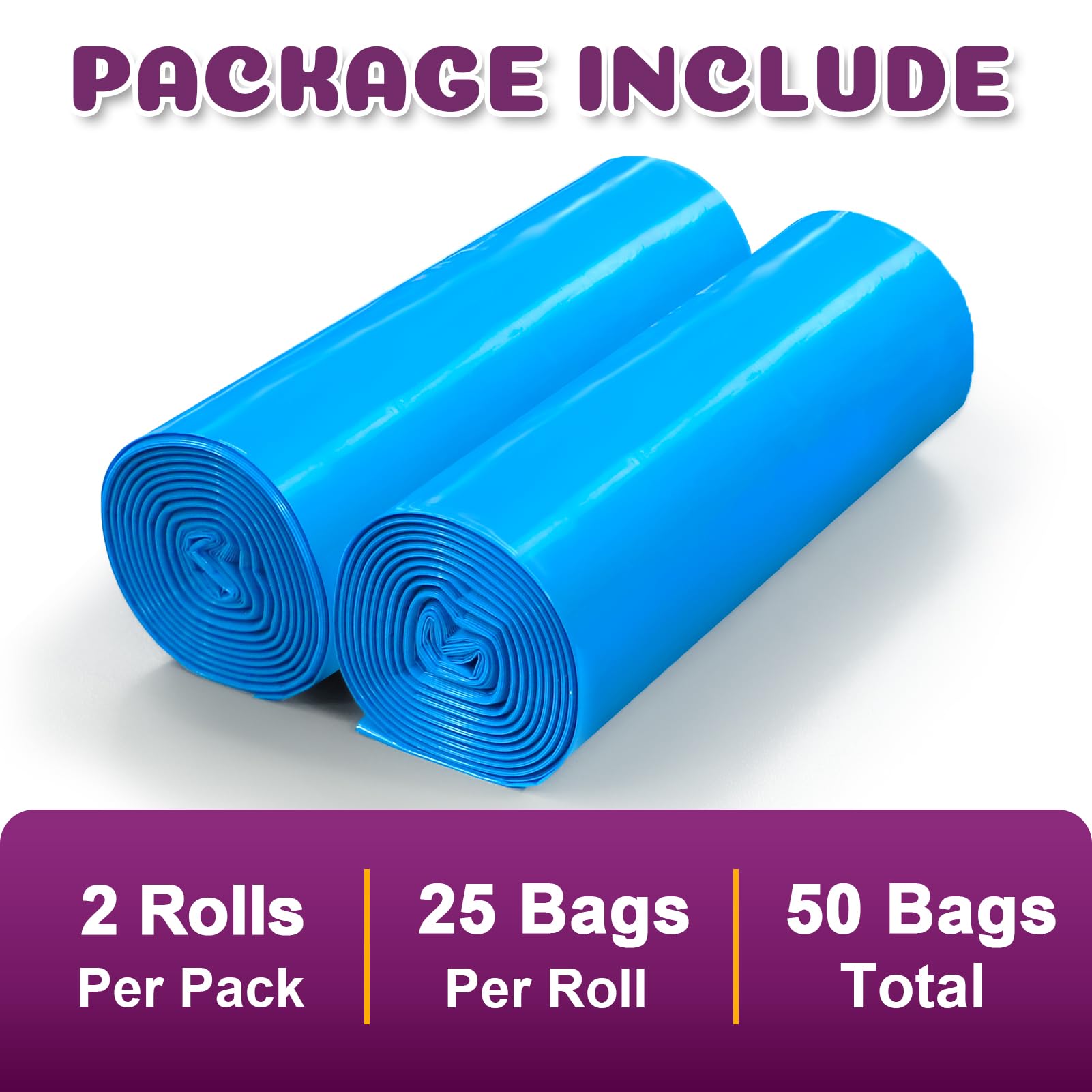 Cat Litter Refill Bags Compatible with Genie Easy Roll Litter Bin, Long Lasting Cat Bag, 7-Layer Odor Control, Leak-Proof & Easy