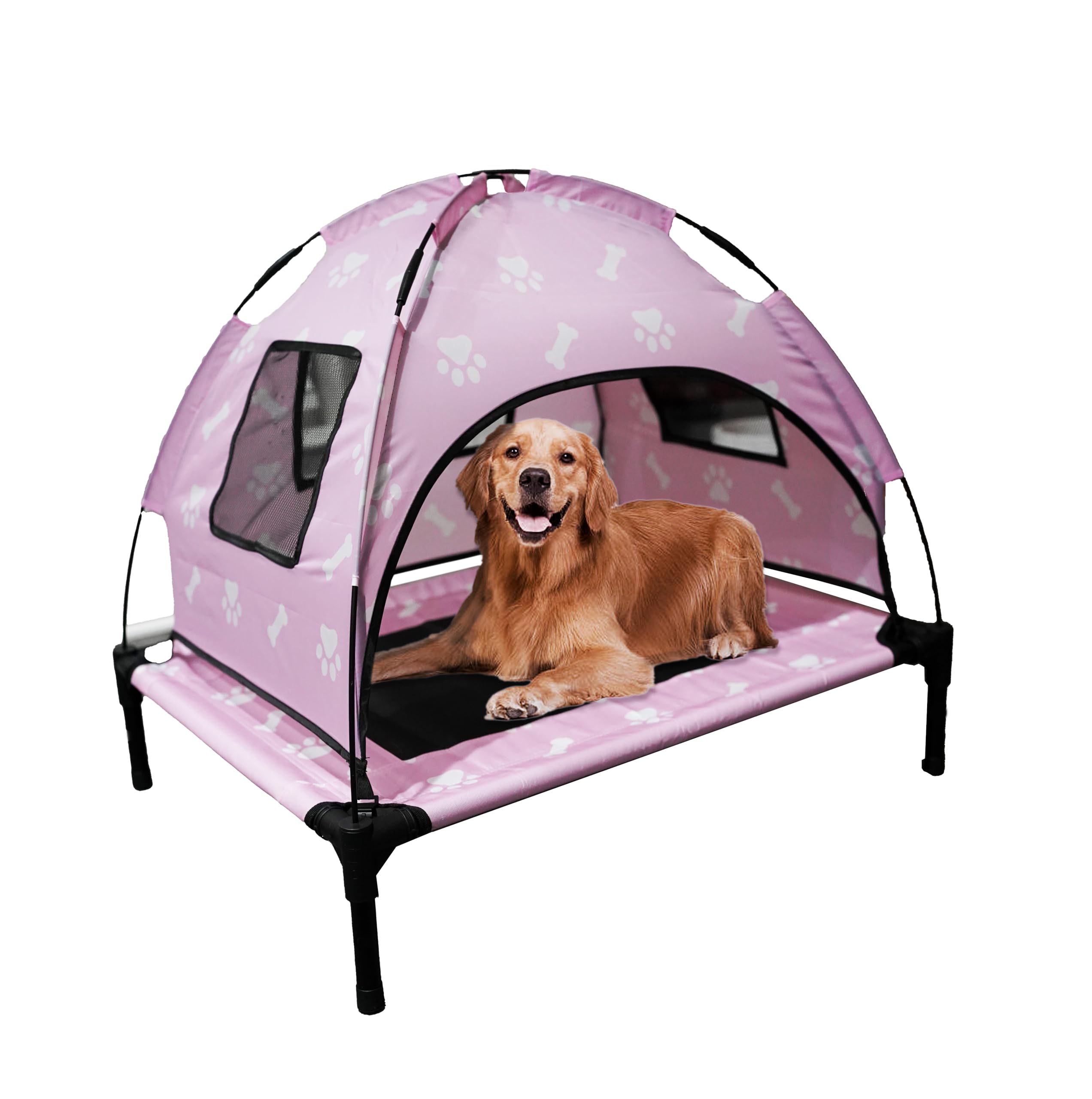 Elevated Covered Dog Bed - 36 x 36 x 30 - Dog Shade Canopy Lounger for Small & Large Dogs (Up to 110 lbs) - Portable & Durable -