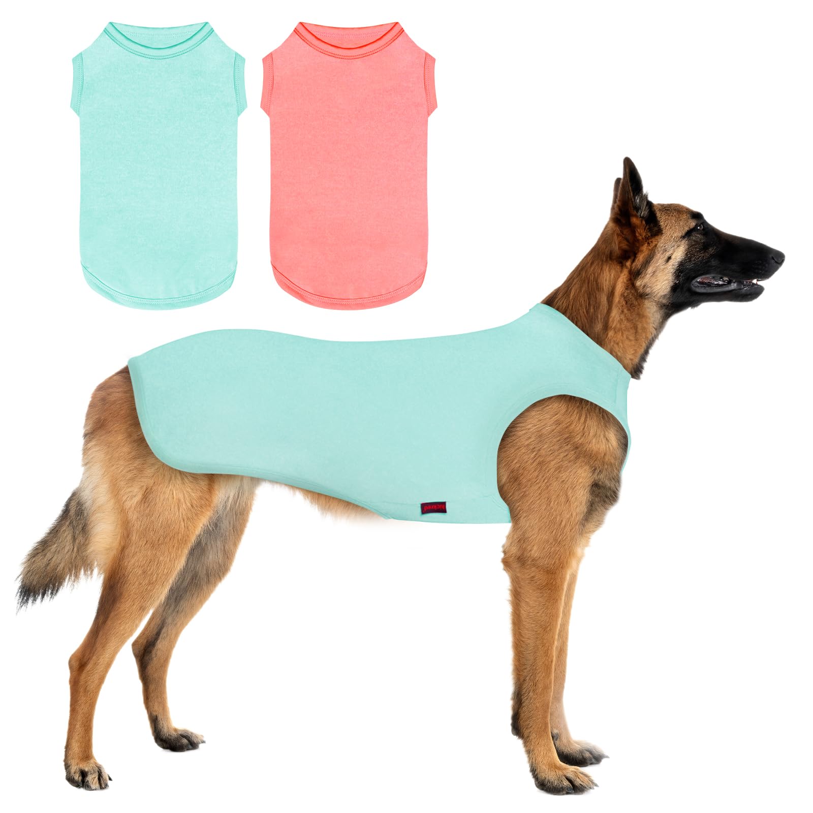 Kickred 2-Piece Dog Shirts - Soft, Breathable Tank Top & Sleeveless Sweatshirt For Medium-Large Pets - Light Blue+Candy Pink (M)