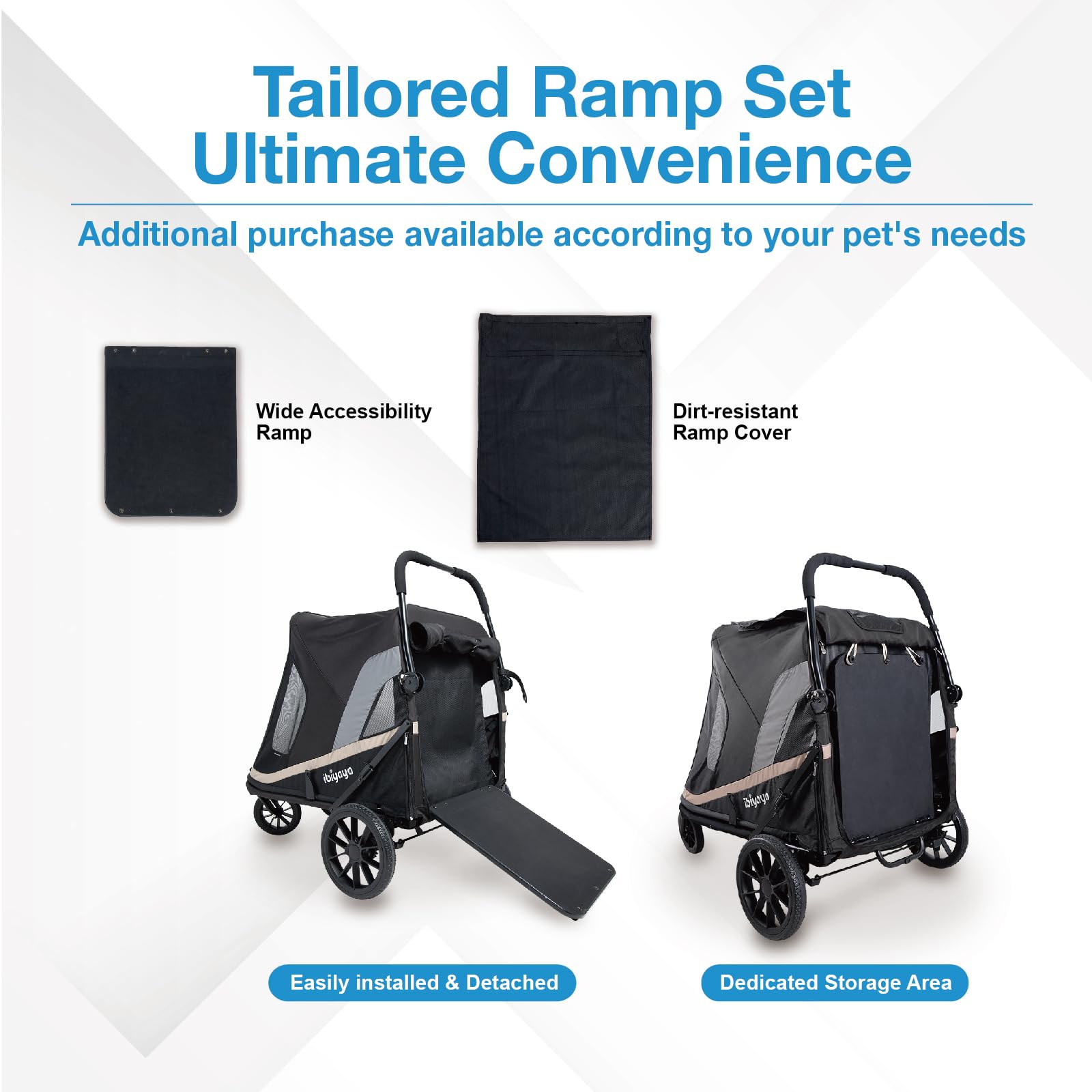 Ibiyaya - Grand Cruiser Dog Stroller For Large Dogs - Dog Wagon For Senior Dogs And Elderly Dogs - Comfortable And Durable, Heavy Duty Design - Black