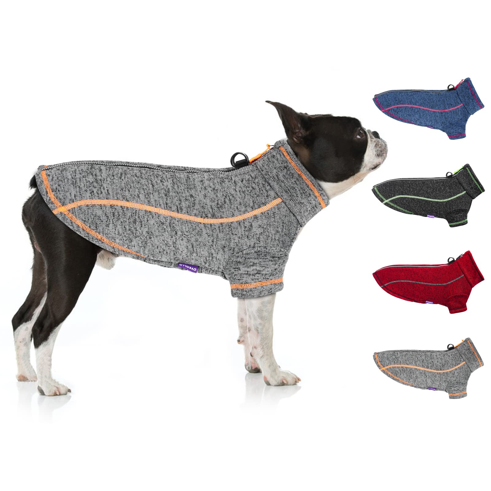 cyeollo Dog Coat Fleece Sweater Jacket Step in Reflective Dog Coats with D Ring Zipper Up Dog Sweaters for Small Dogs Grey