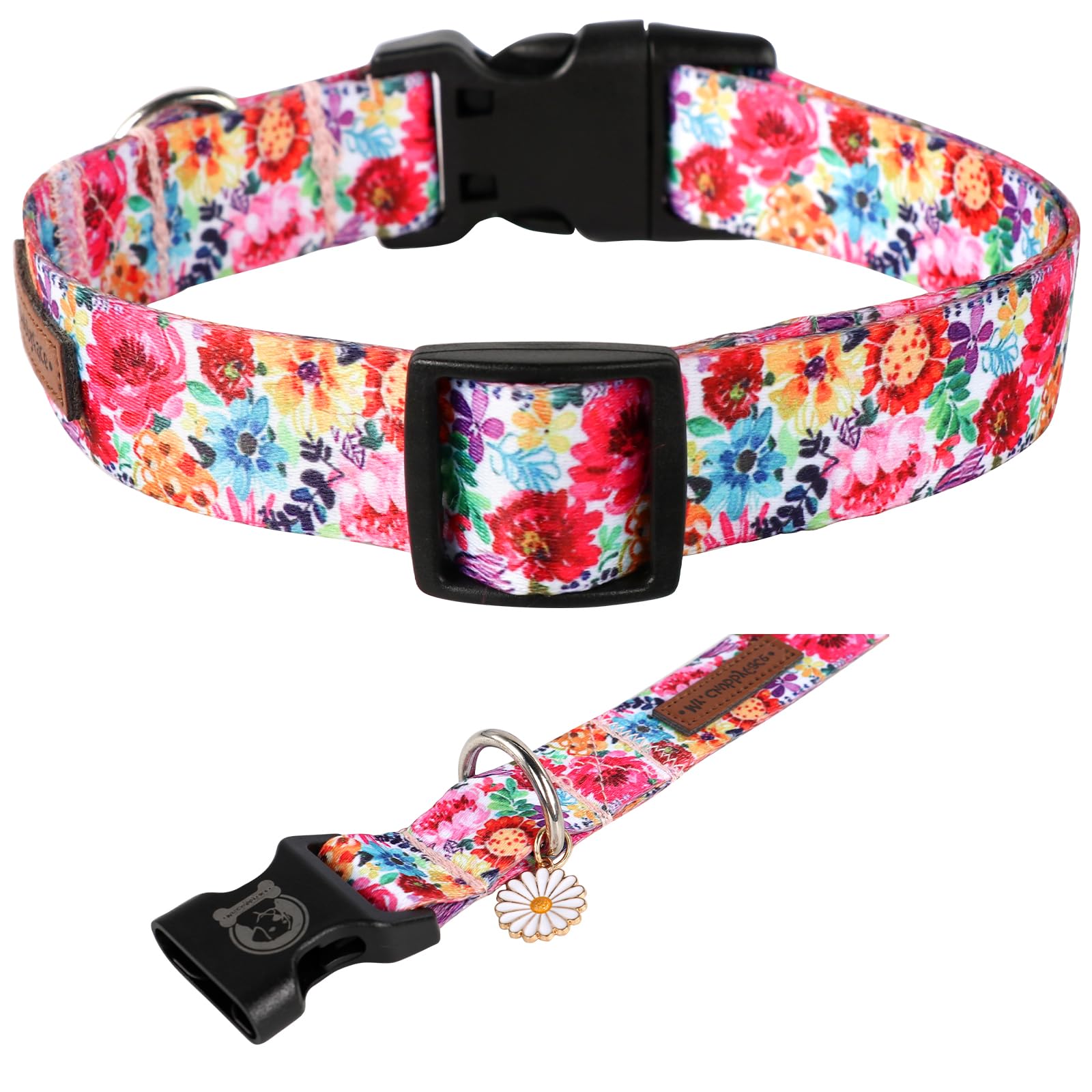 Mr. Chubbyface Spring Summer Dog Collar Floral Soft Adjustable Pet Boy Girl Collar For Small Medium Large Dogs