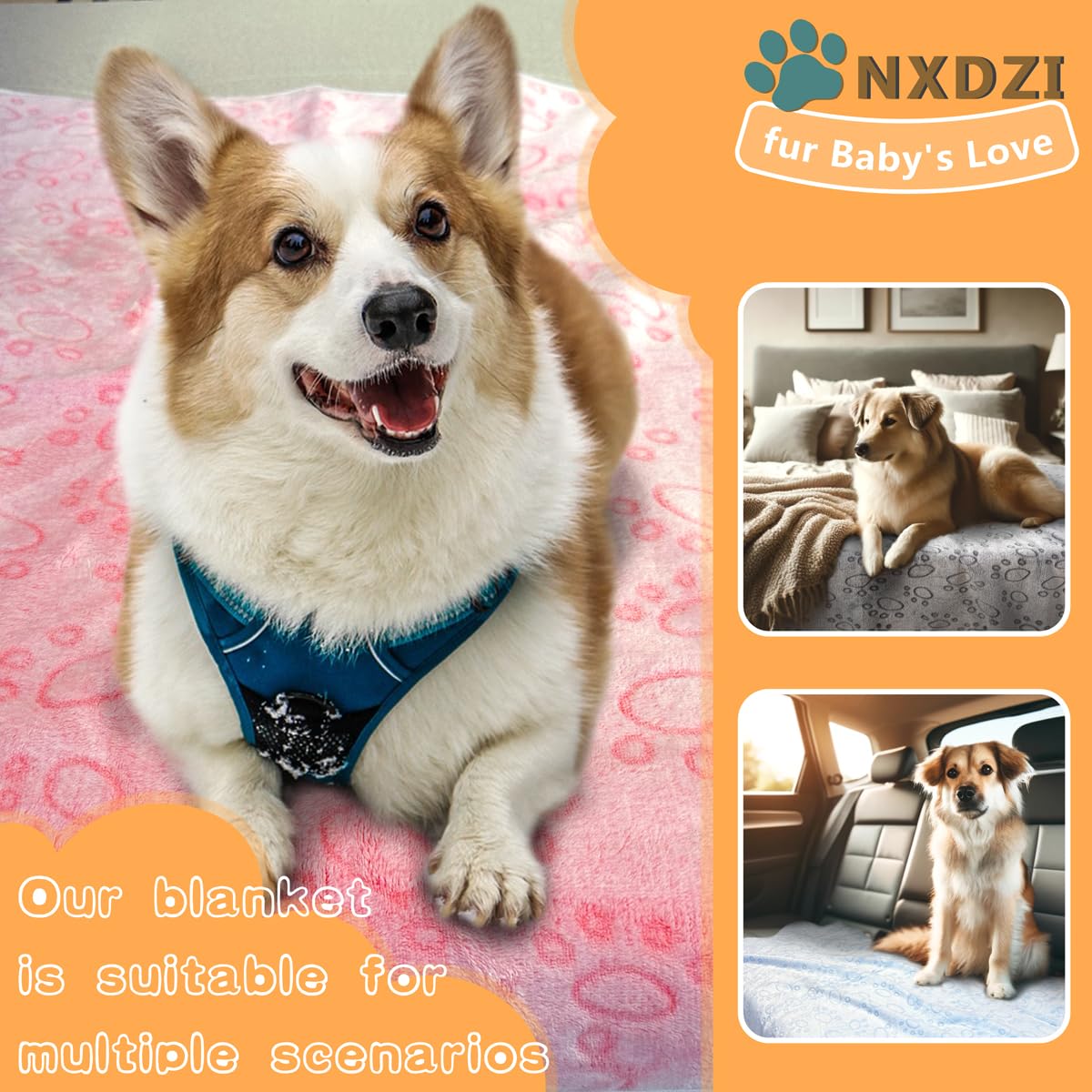 Dog Blankets For Medium Large Dogs, 3 Pack Washable 41'' X 31'', Fuzzy Soft Puppy Throw Cover For Kennel Crate Bed, Pet Blankets