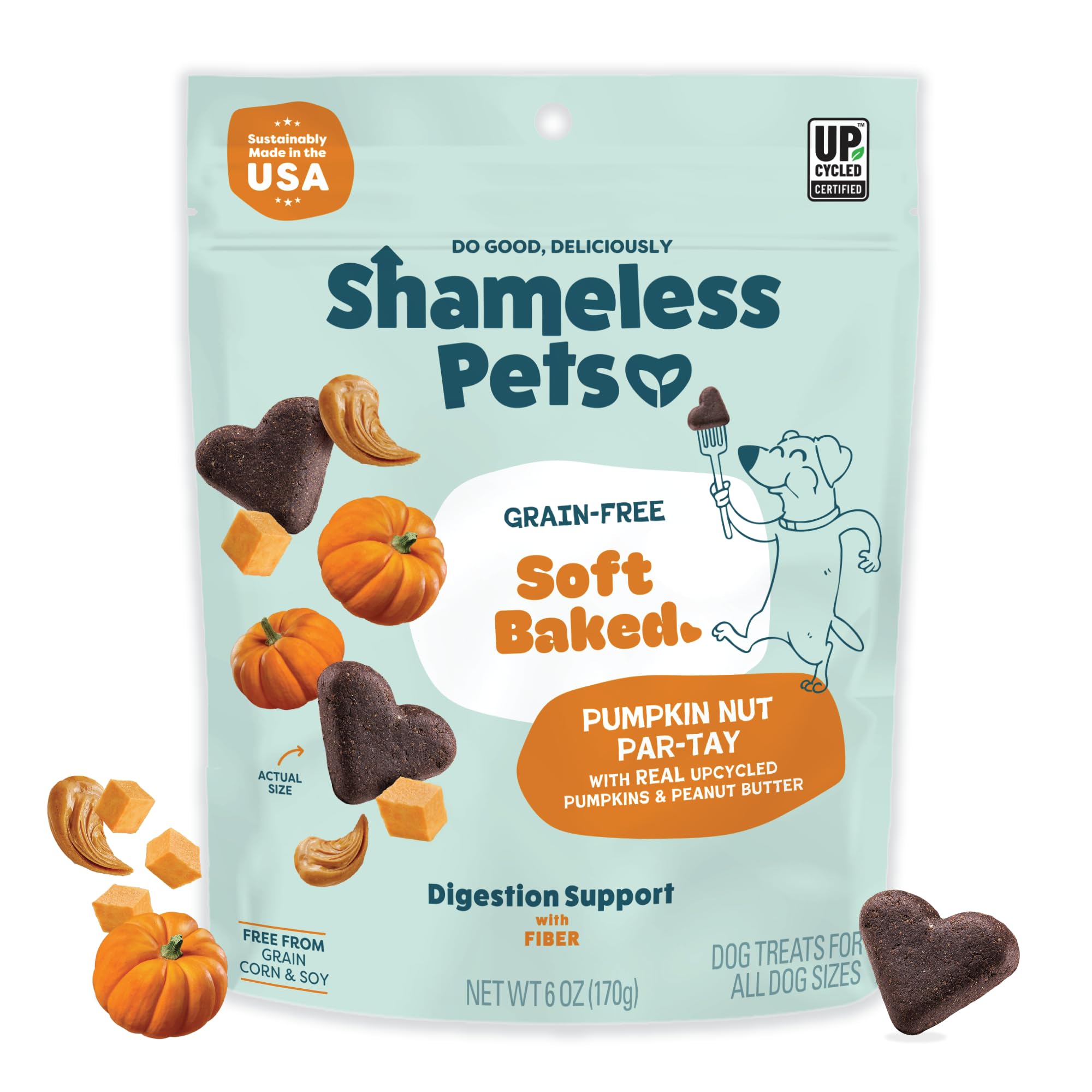 Shameless Pets Soft-Baked Dog Treats, Pumpkin Nut Partay - Natural & Healthy Dog Chews for Digestive Support with Fiber - Made i