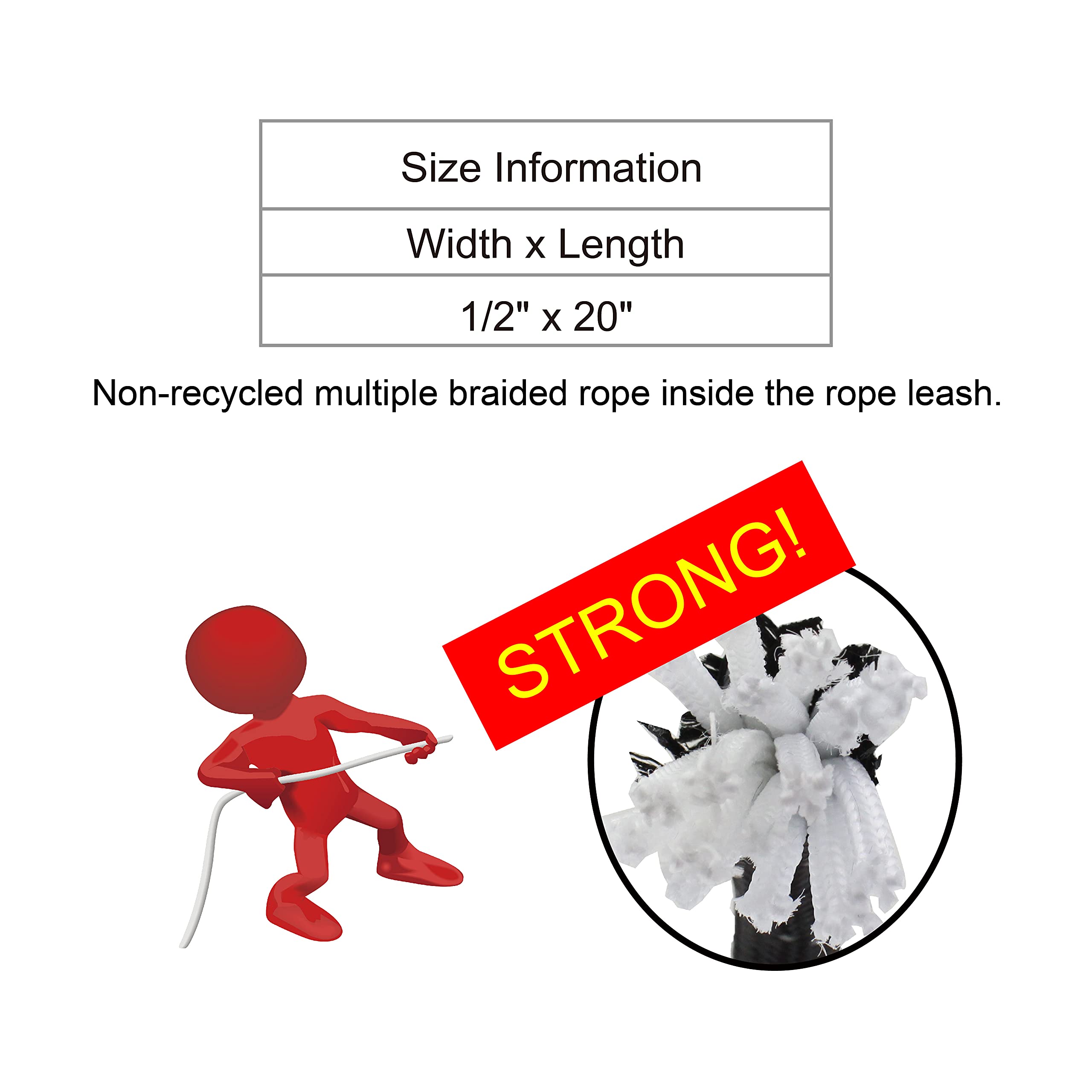 Kruz Short Traffic Leash - Kzrope5020-02L - Soft Silicone Grip - Click & Lock Snap - Heavy-Duty Reflective Dog Rope For Security