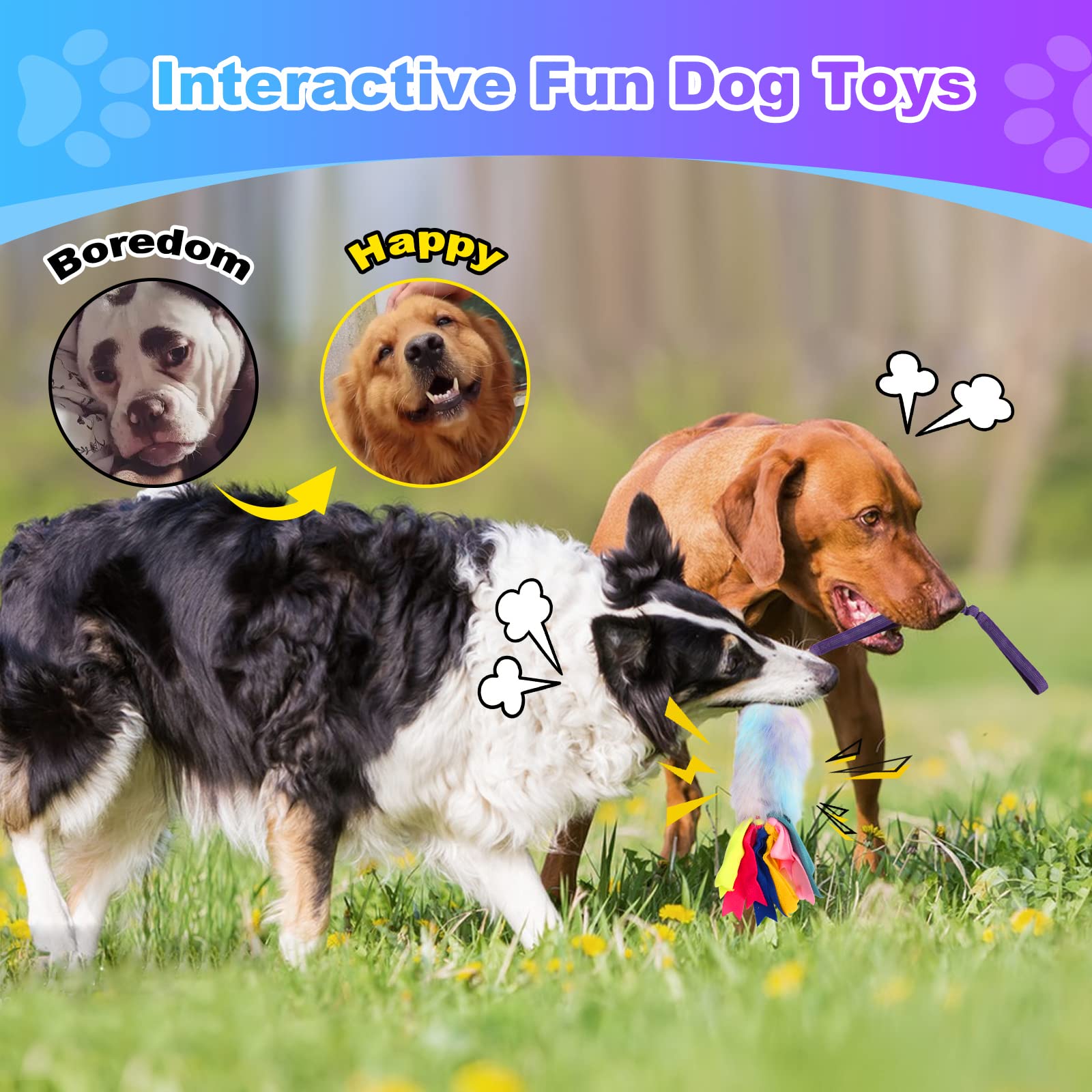 Dog Rope Toys, Nearly Indestructible Dog Rope Toys With Strong Squeak- Ideal Tug Of War Interactive Dog Training Toy, Dental Cle