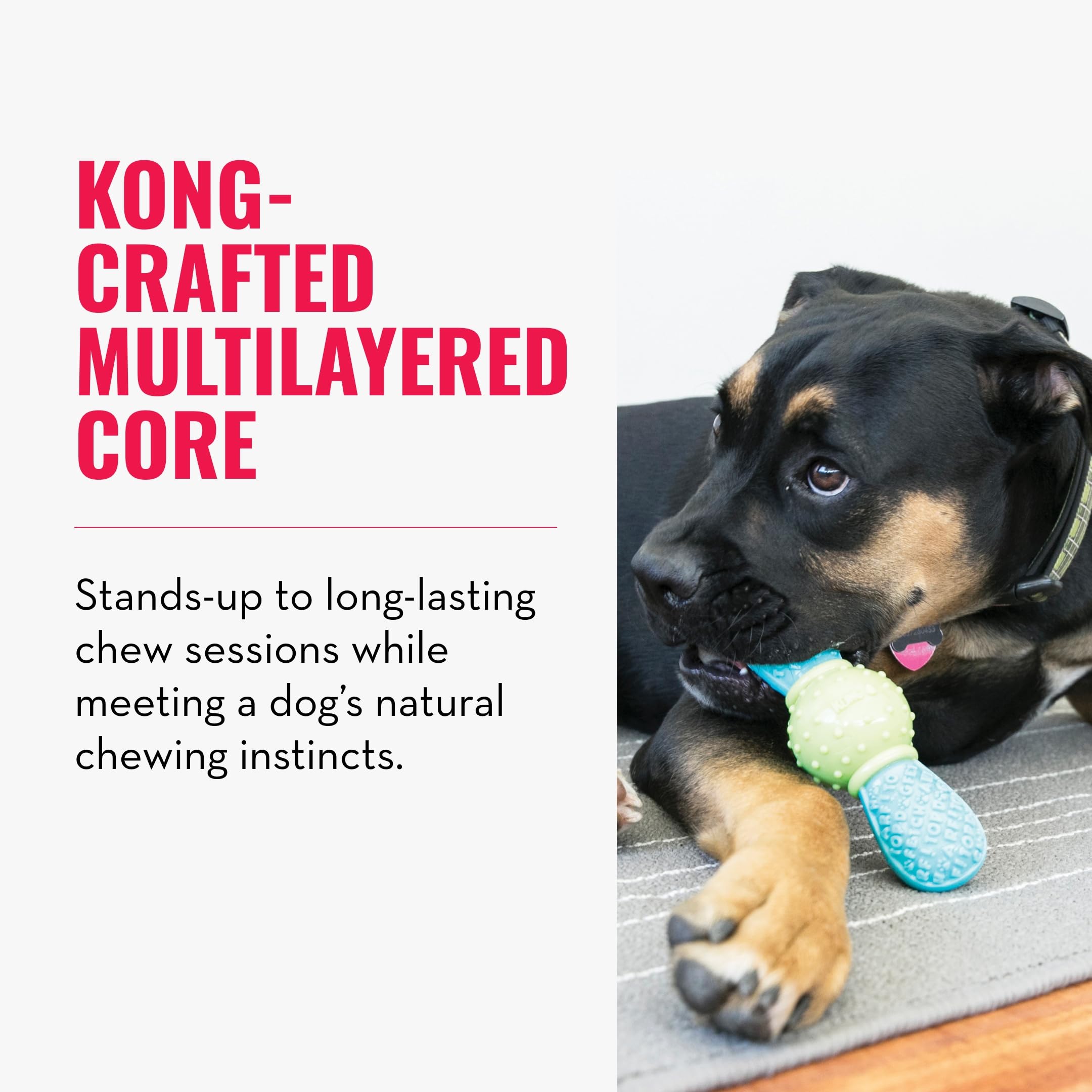 Kong Corestrength Bow Tie Bone - Dog Dental Chew Toy - Durable, Multi-Layered Dog Toy For Enrichment Play & Dental Care - With Textured Body For Teeth Cleaning - For Medium/Large Dogs