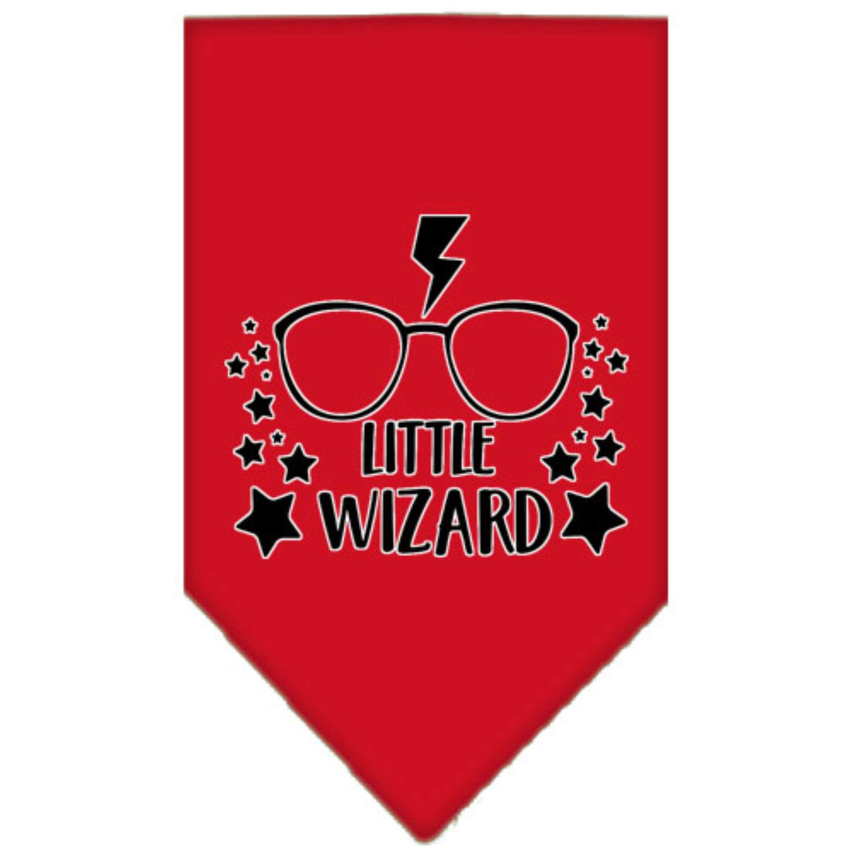 Pet and Dog Bandana Screen Printed, &quot;Little Wizard&quot; Red Large