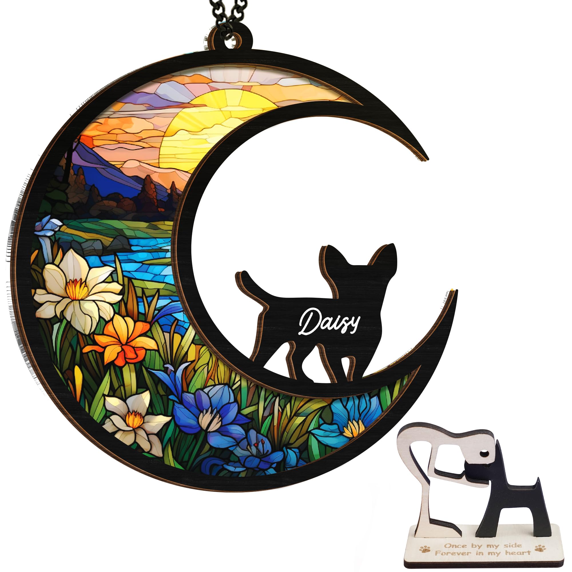 Vinatimes 6'' Chihuahua Short Hair Memorial Suncatcher, Custom Name Dog Breed, Pet Ornament Window Car Hanging, Sympathy Gift Fo