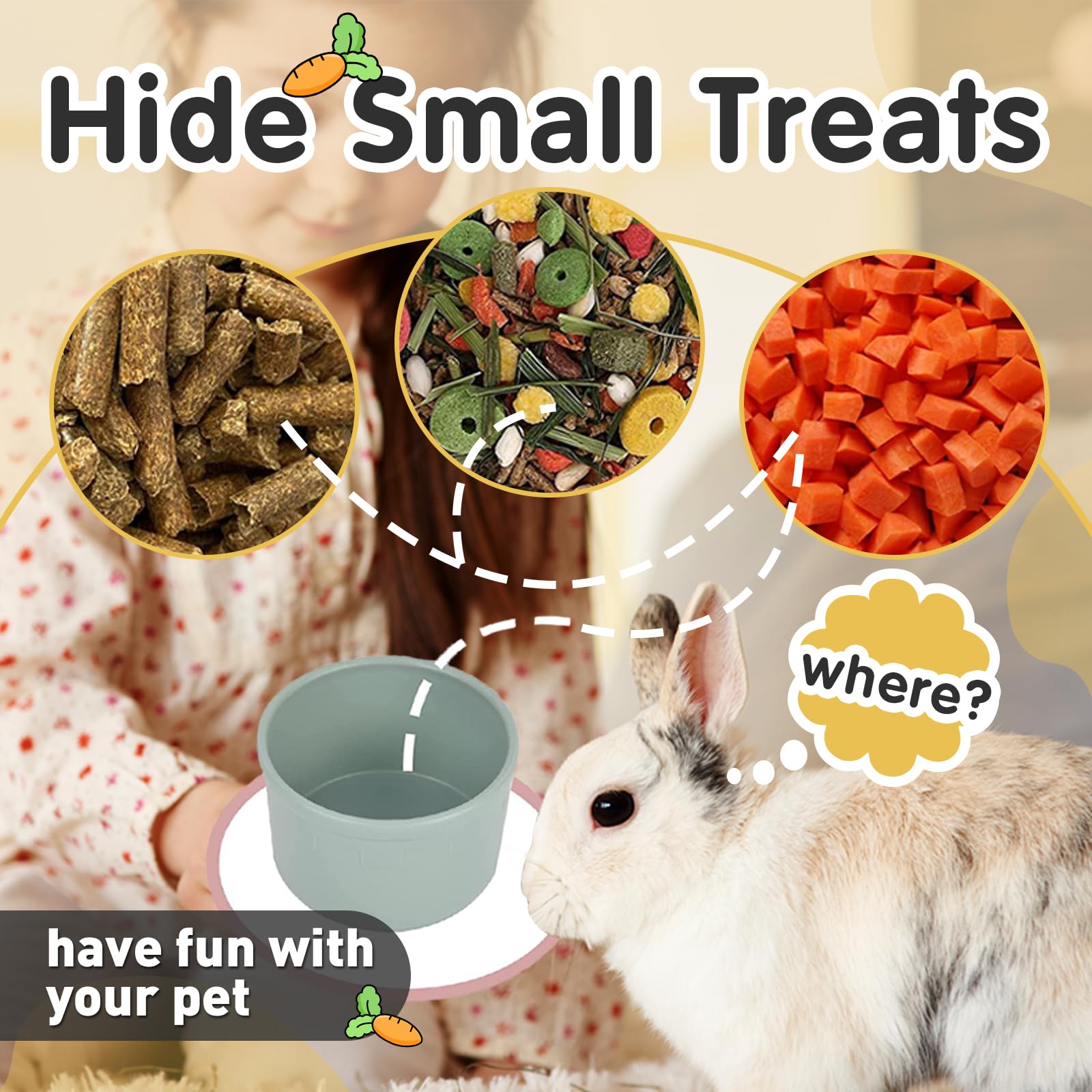 Iffitya 8 Pcs Stacking Cups for Rabbits, Colorful Bunny Toys for Rabbits and Small Animals, Nesting Rabbit Toys of Different Siz