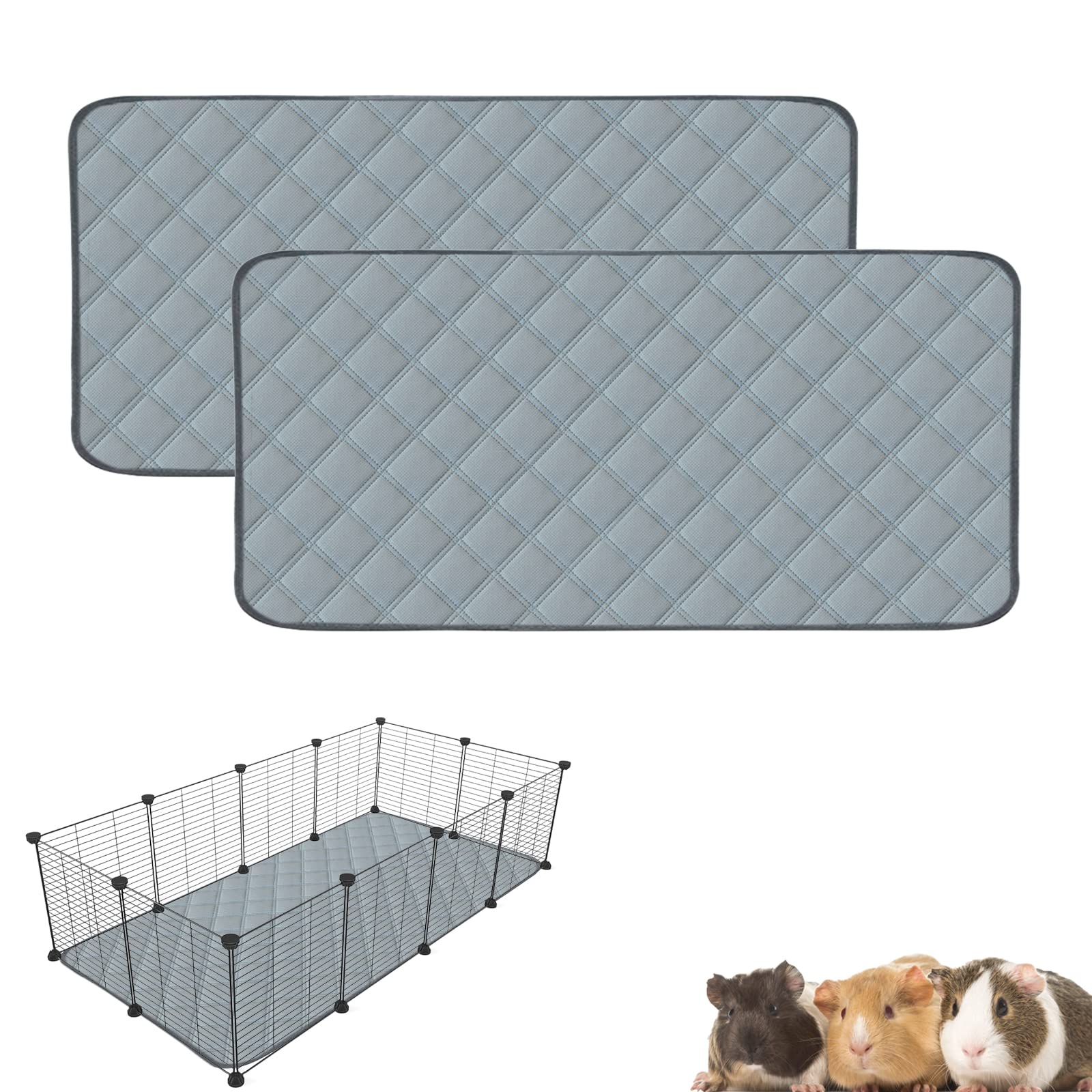 Mooydee 2 Pack Guinea Pig Cage Liners Washable Guinea Pig Bedding Waterproof | Super Absorbent | Non Slip | Reusable Guinea Pig 