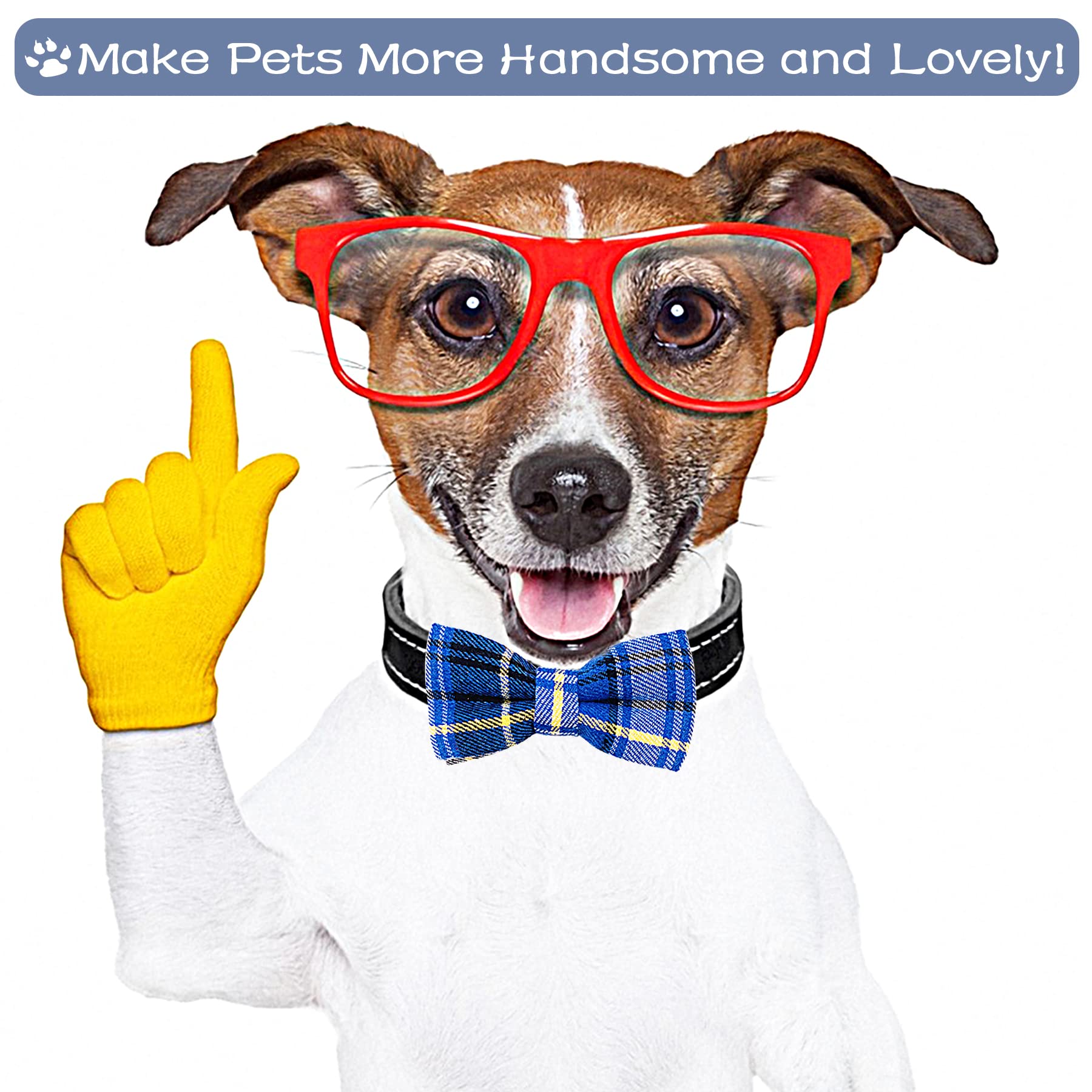 Pet Show 8Pcs Plaid Small Dogs Collar Bow Ties Puppies Cats Collar Charms Accessories Slides Attachment Bowties For Birthday Wed