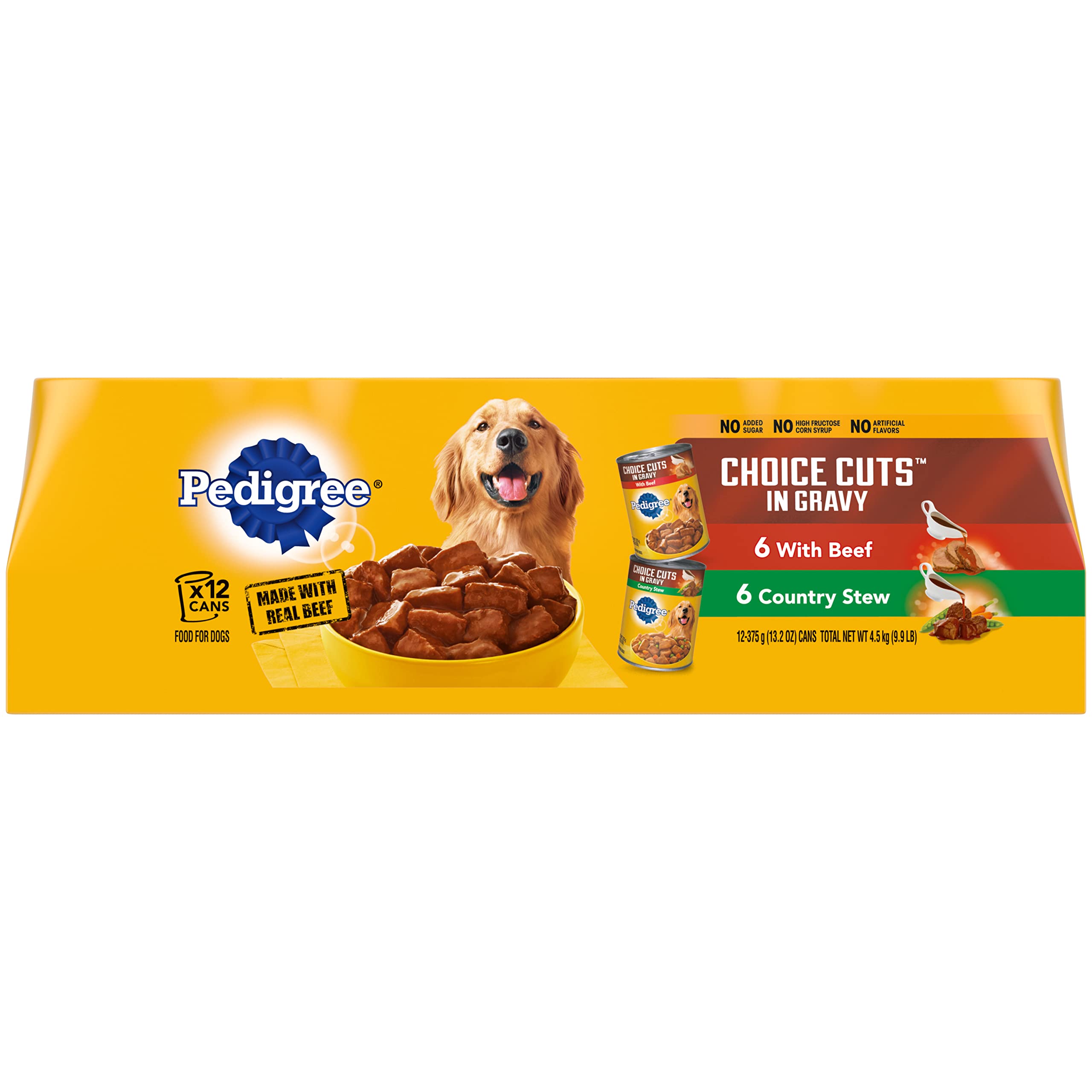 PEDIGREE CHOICE CUTS IN GRAVY Adult Canned Soft Wet Dog Food Variety Pack, with Beef and Country Stew, 13.2 oz. Cans (Pack of 12
