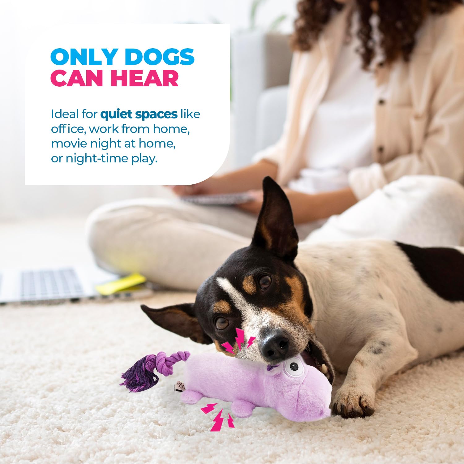 All For Paws Ultrasonic Silent Squeaker Dog Toy, Quiet Puppy Toy Comfort Plush Toy Dog Cuddle Toys, Squeakerless Dog Toy With Cu