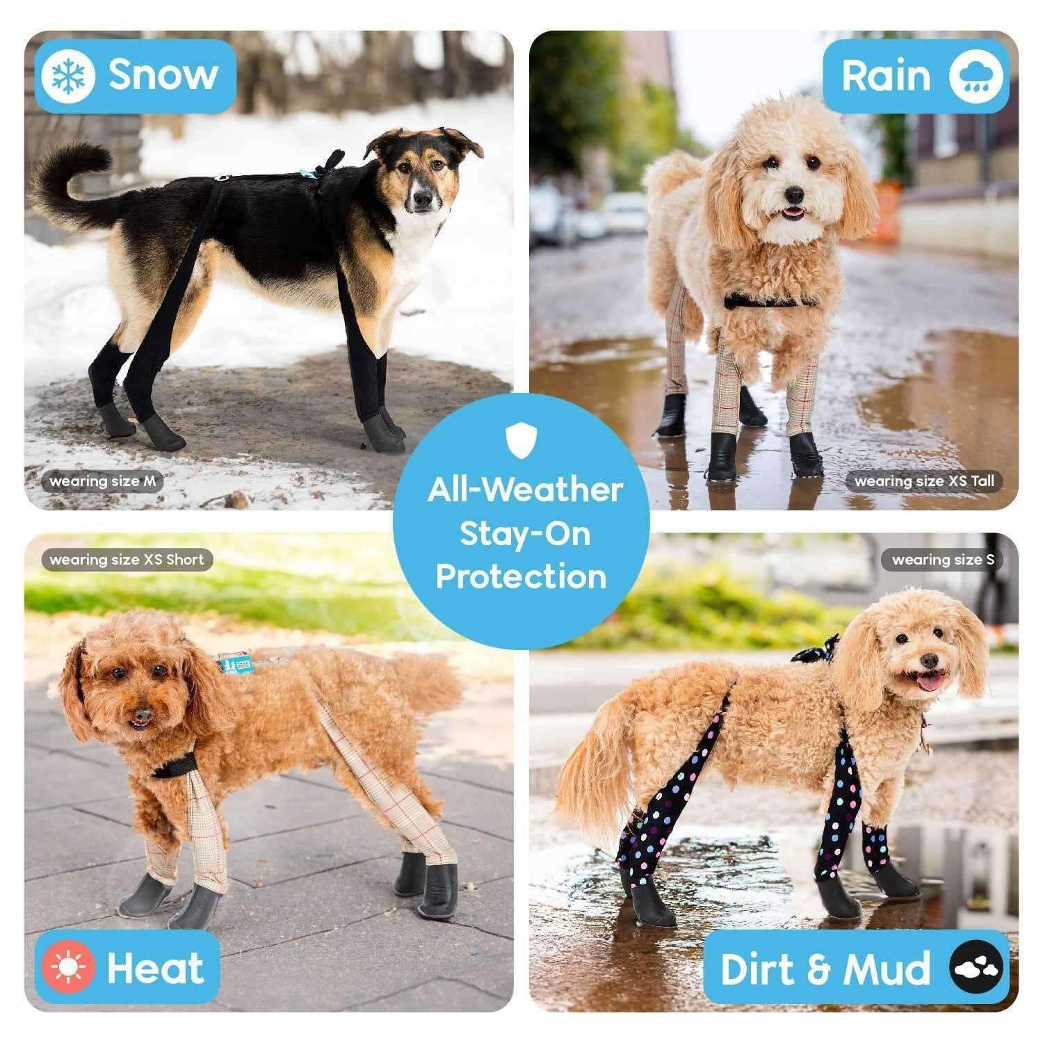 Walkee Paws Deluxe Easy-On, Dog Suspender Boot Leggings. Waterproof Booties For Small To Medium Sized Dogs, Dog Rain Boots, Prot