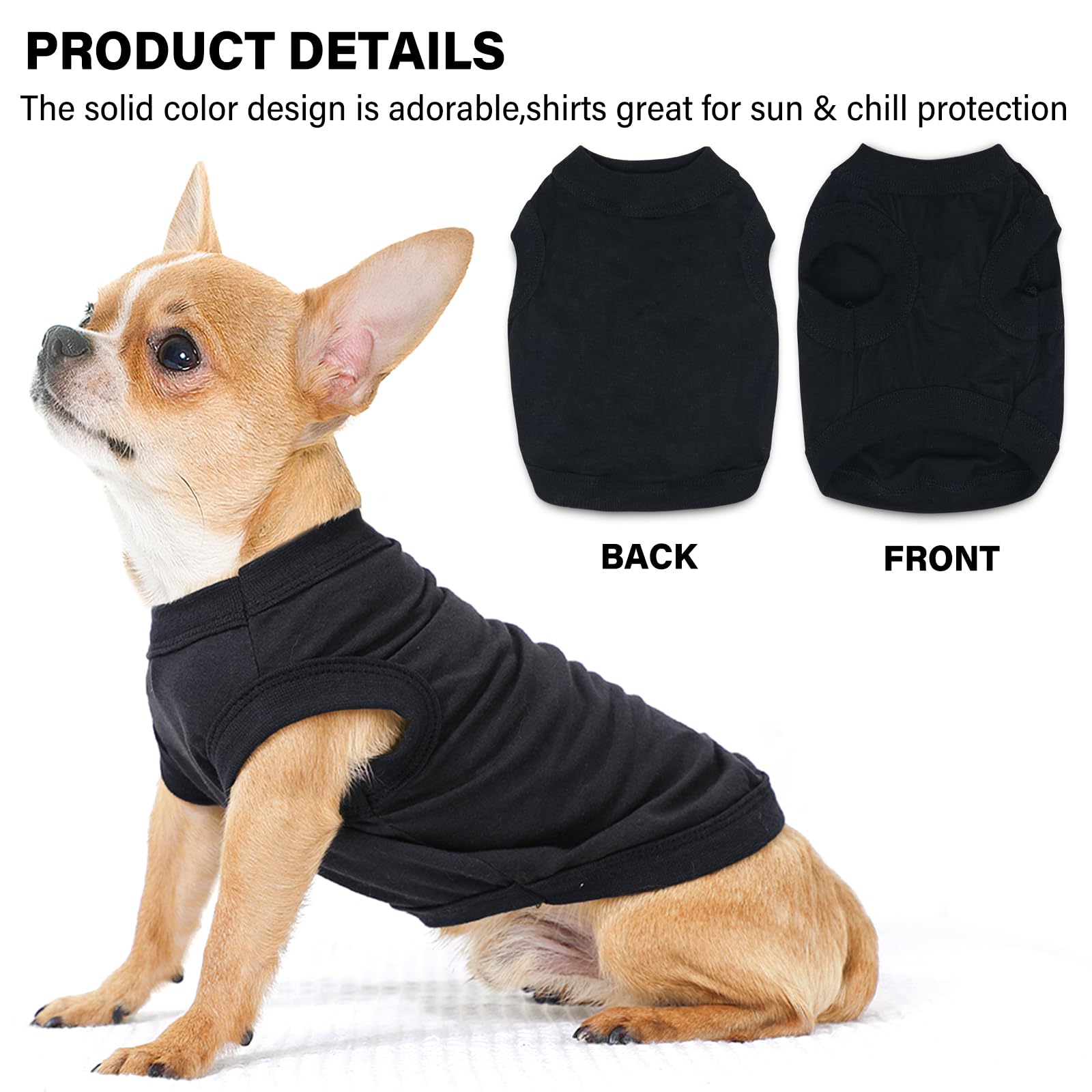 2-Pack Puppy Clothes Dog Shirts Summer Solid Color Sleeveless Pet Tshirts Dog Clothes For Small Medium Dogs Boy And Girl, Cats,