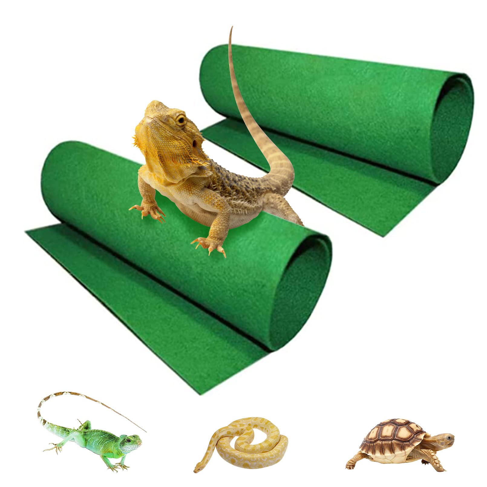 Tfwadmx Reptile Carpet, 2 Pack Of Bearded Dragon Mat Terrarium Substrate Liner Bedding For Snake Turtle Lizard Geckos Hermit Cra
