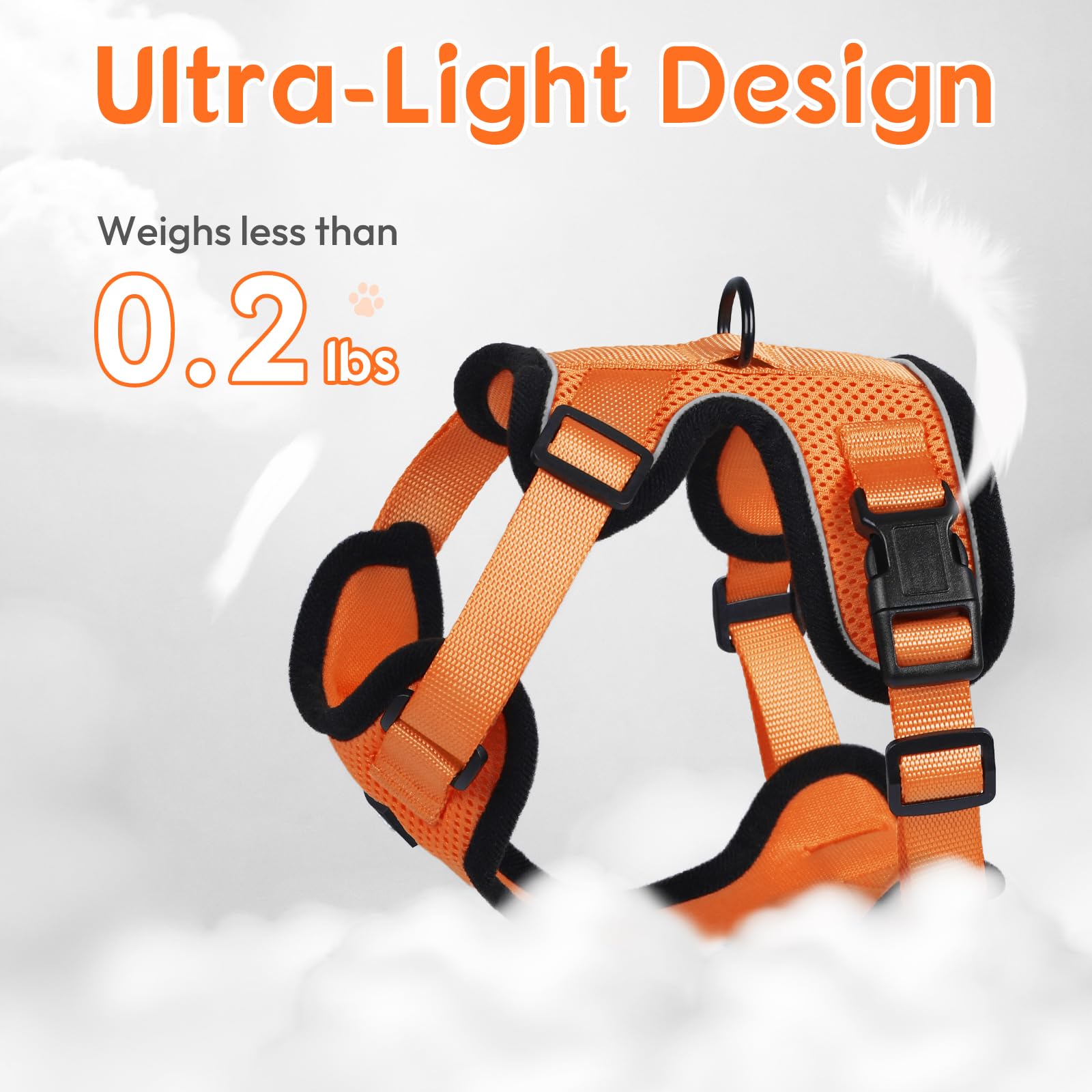 Dooradar Cat Harness And Leash Set, Escape Proof Safe Adjustable Kitten Vest Harnesses For Walking, Easy Control Soft Breathable Mesh Jacket With Reflective Strips For Cats, Orange, S