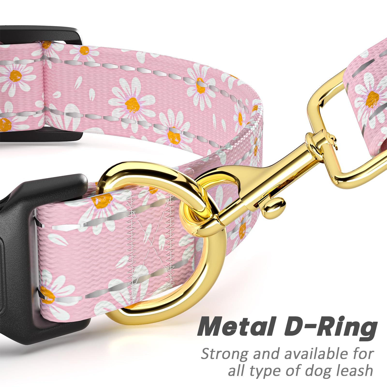 Tmoodel Reflective Dog Collar For Extra Small Dogs, Cute Daisy Theme Adjustable Heavy-Duty Nylon Puppy Collar For Boy And Girl F