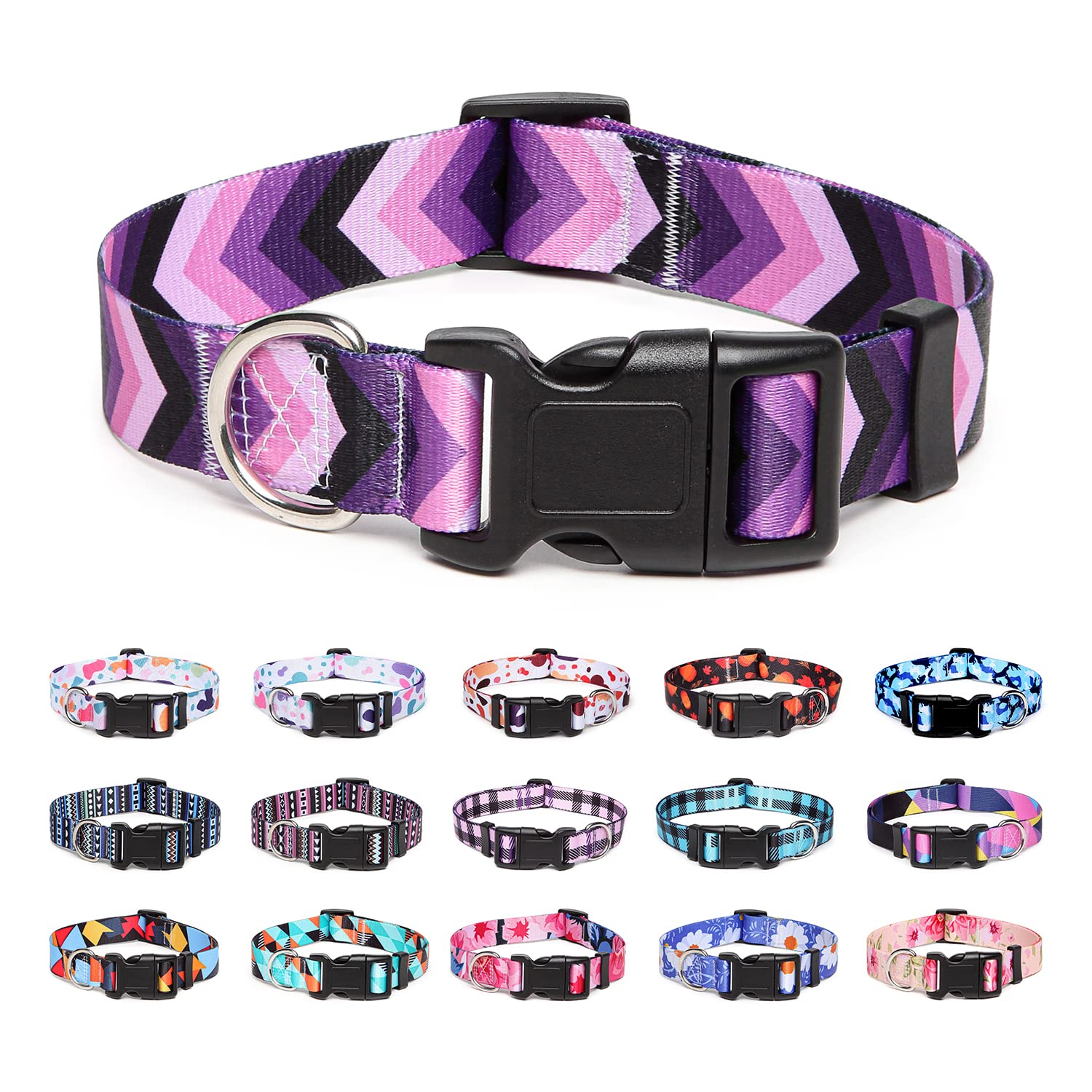 Suredoo Adjustable Dog Collar With Patterns, Ultra Comfy Soft Nylon Breathable Pet Collar For Small Medium Large Dogs (S, Arrow)