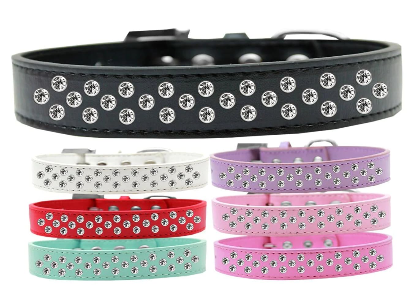 Dog, Puppy & Pet Fashion Collar, Clear Crystal Sprinkles Red 14