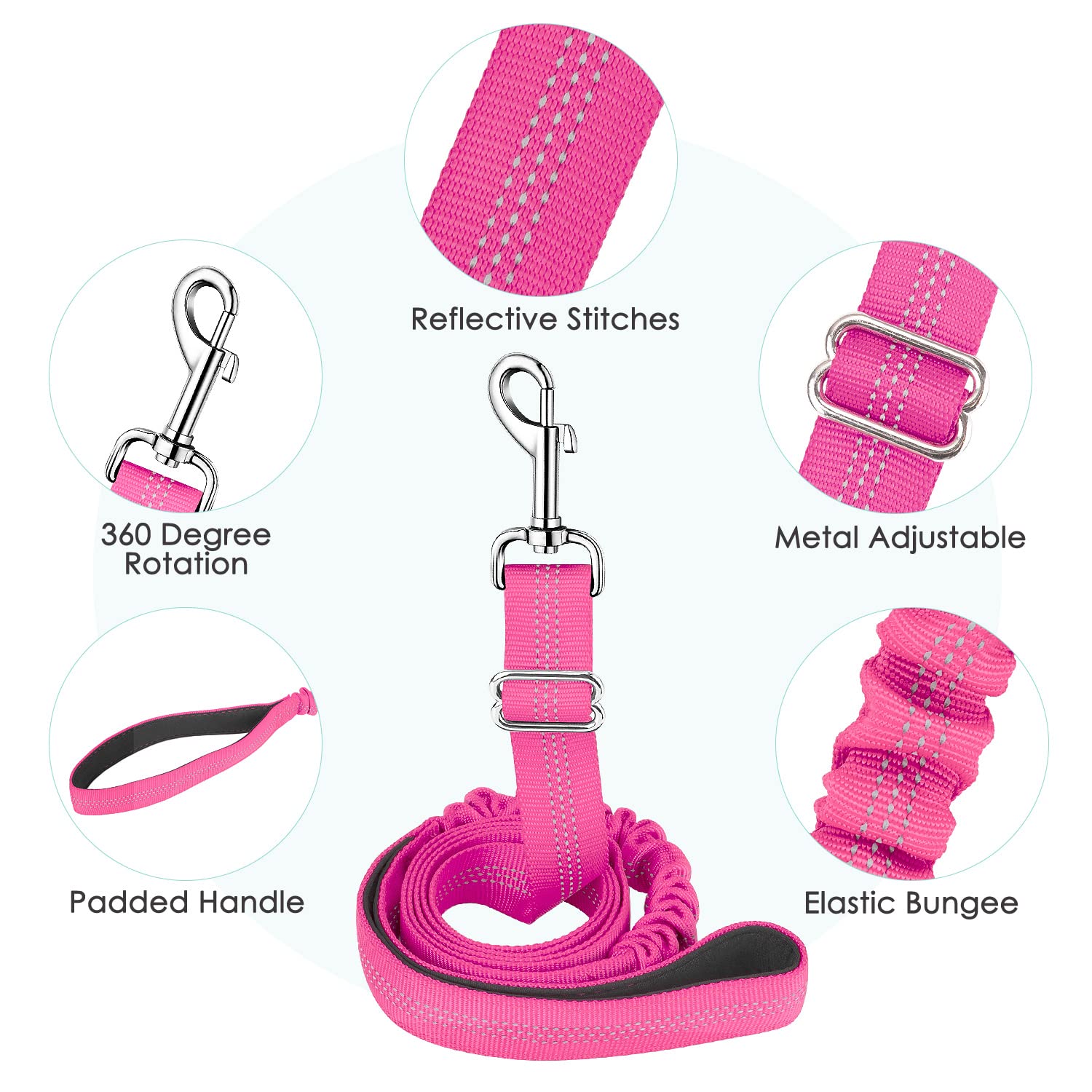 Lukovee Walking Dog Harness And Leash, Heavy Duty Adjustable Puppy Harness Soft Padded Reflective Vest Harness Anti-Twist 4Ft Pet Lead Quick Fit Lightweight For Small Dog Cat (X-Small, Fuschia)