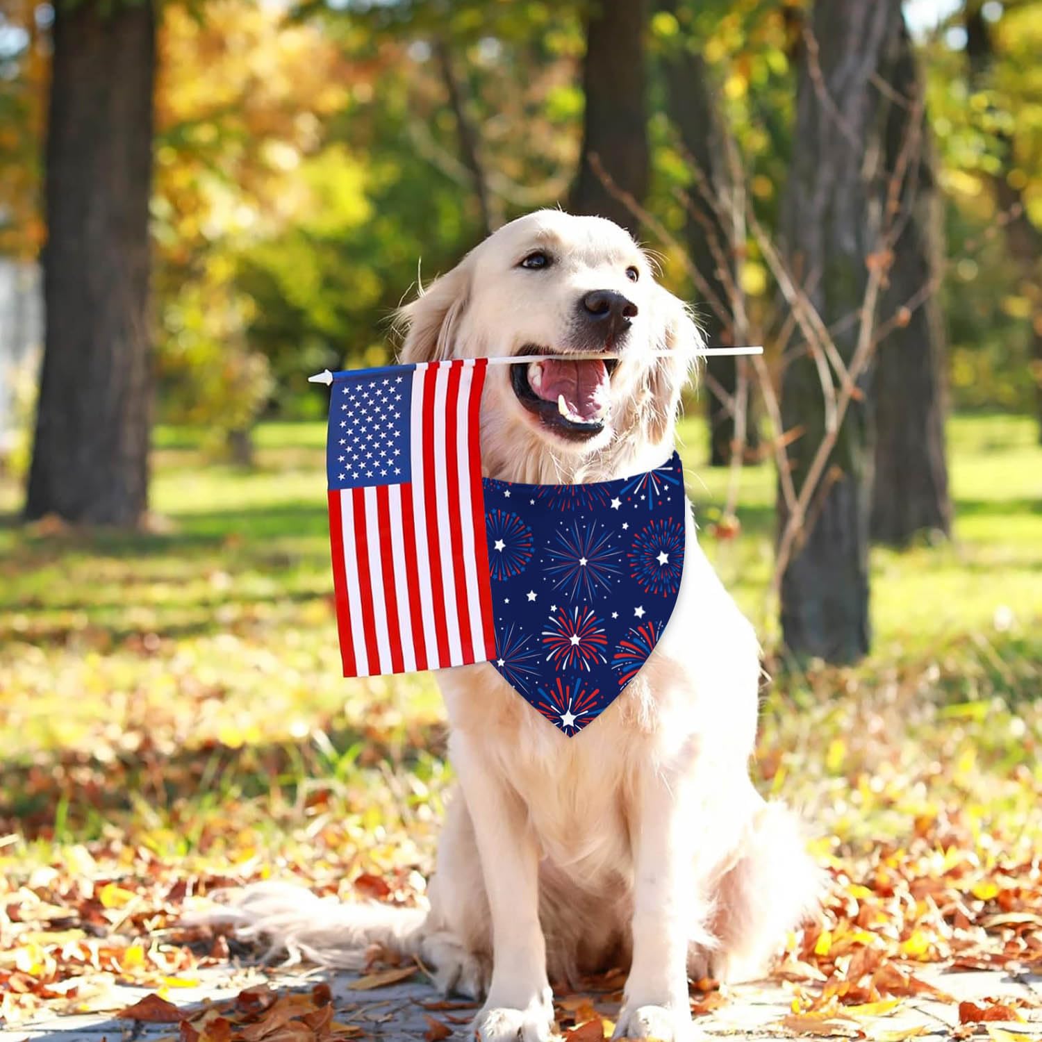 4Th Of July Dog Bandanas, Adjustable American Flag Holiday Party Pet Decorations 2 Pack, Patriotic Bandana Independence Day Tria