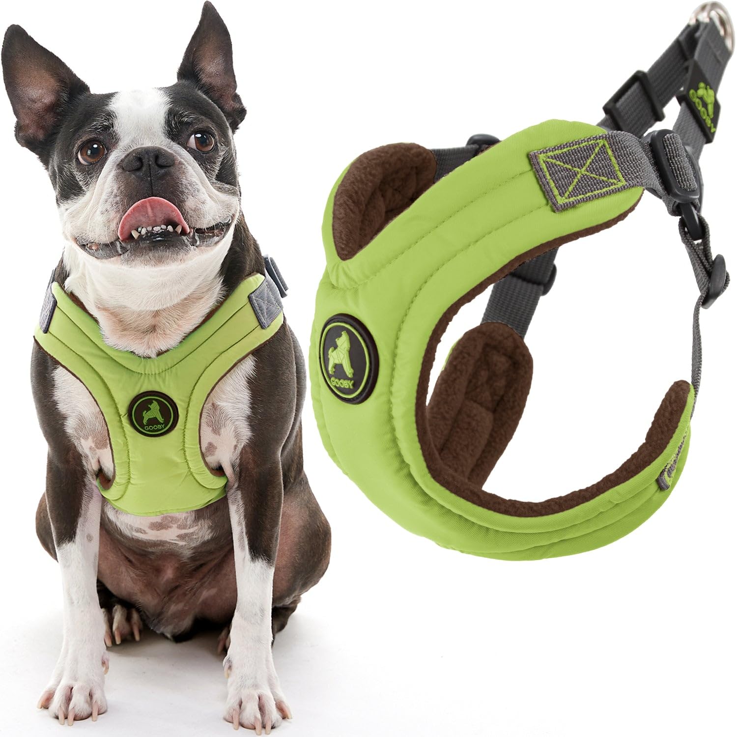 Gooby Escape Free Memory Foam Harness - Green, Small - No Pull Step-In Small Dog Harness With Four Point Adjustment - Perfect On